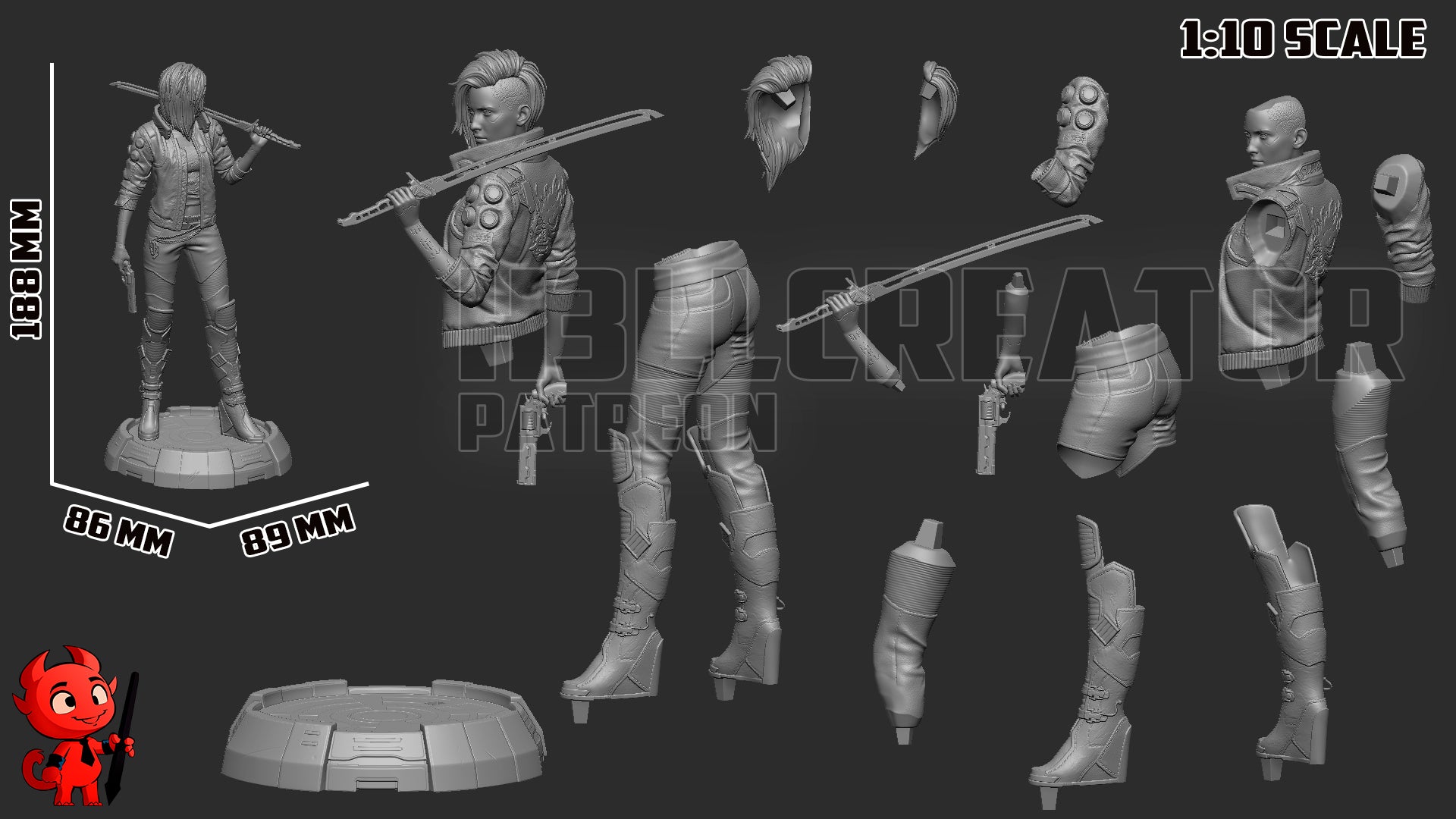 Female V (Cyberpunk 2077) resin figure by h3LLcreator — studio render 11