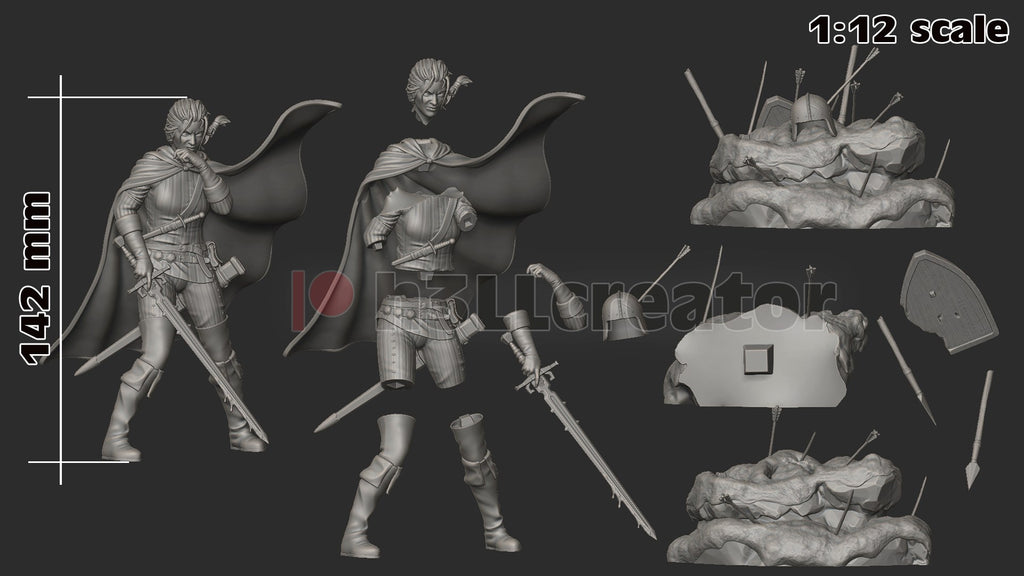 Queen Meve (The Witcher) resin figure by h3LLcreator — studio render 11