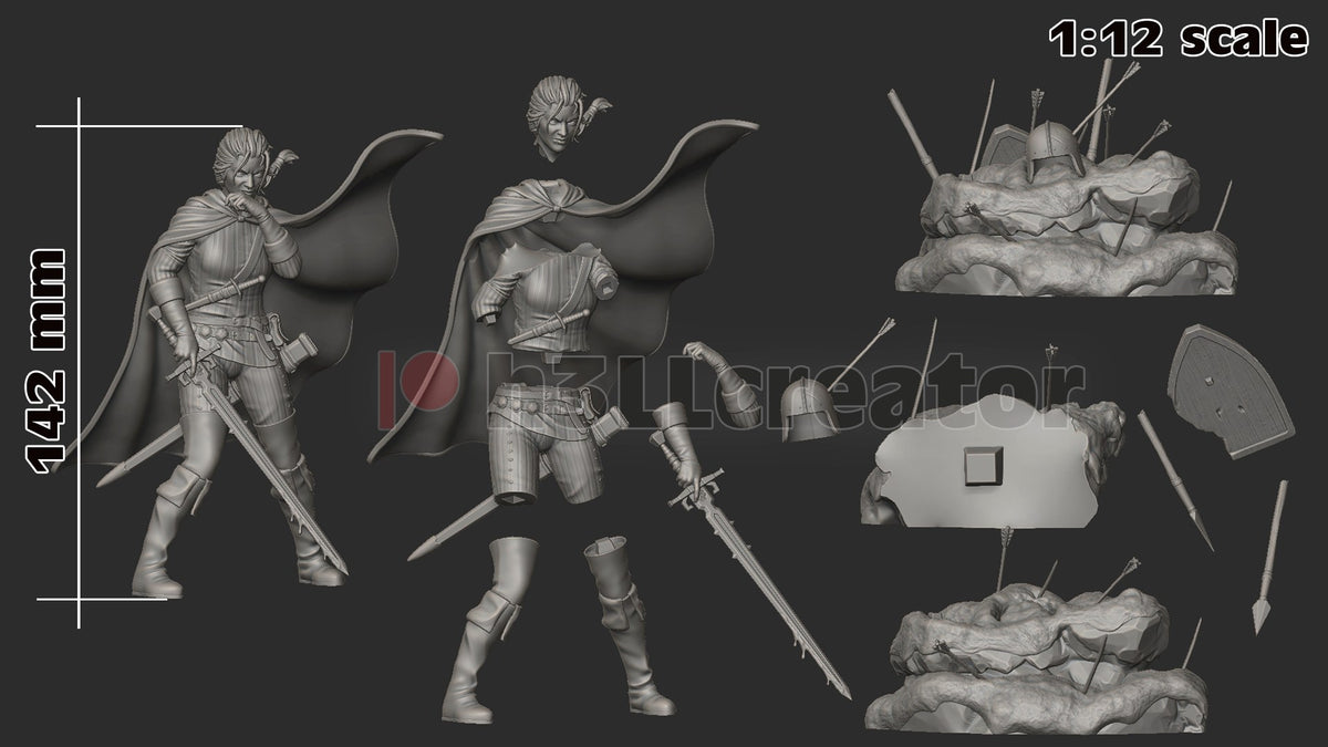 Queen Meve (The Witcher) resin figure by h3LLcreator — studio render 11
