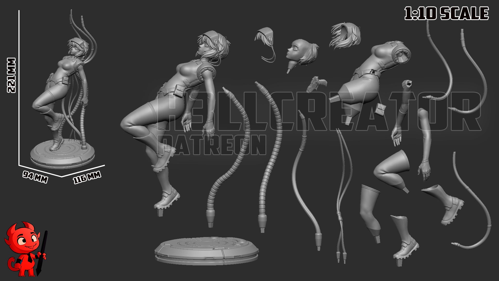 Motoko Kusanagi (Ghost in the Shell) resin figure by h3LLcreator — studio render 9