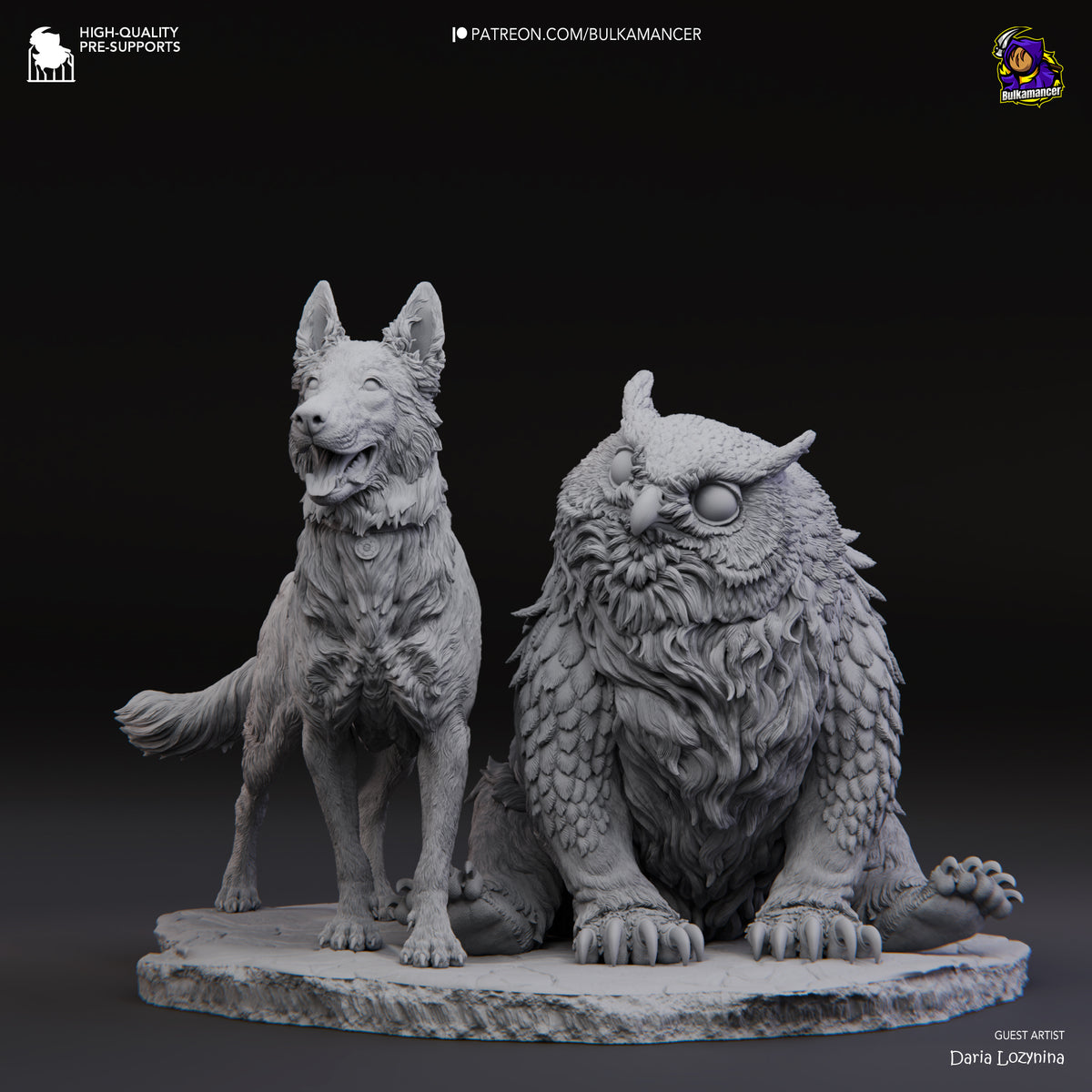 Scratch and Owlbear Cub (Baldur's Gate) resin figure by Bulkamancer — studio render 8