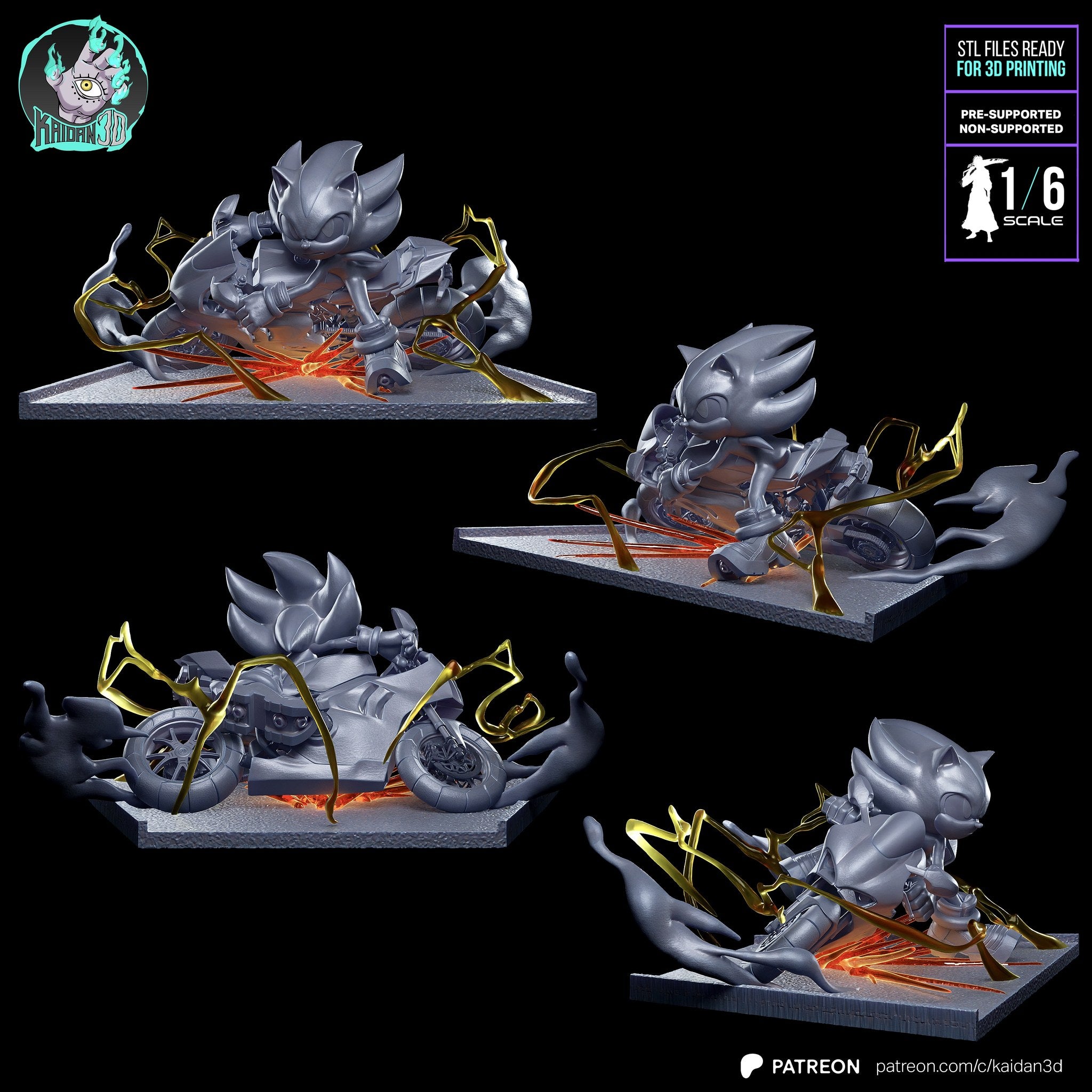 Shadow the Hedgehog (Sonic) resin figure by Kaidan 3D — studio render 5
