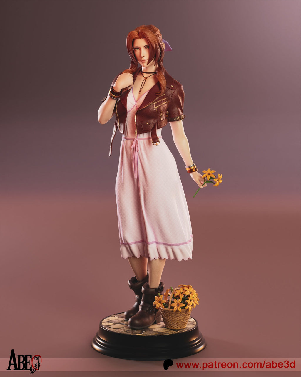 Aerith Gainsborough (Final Fantasy) resin figure by Abe3D — studio render 1