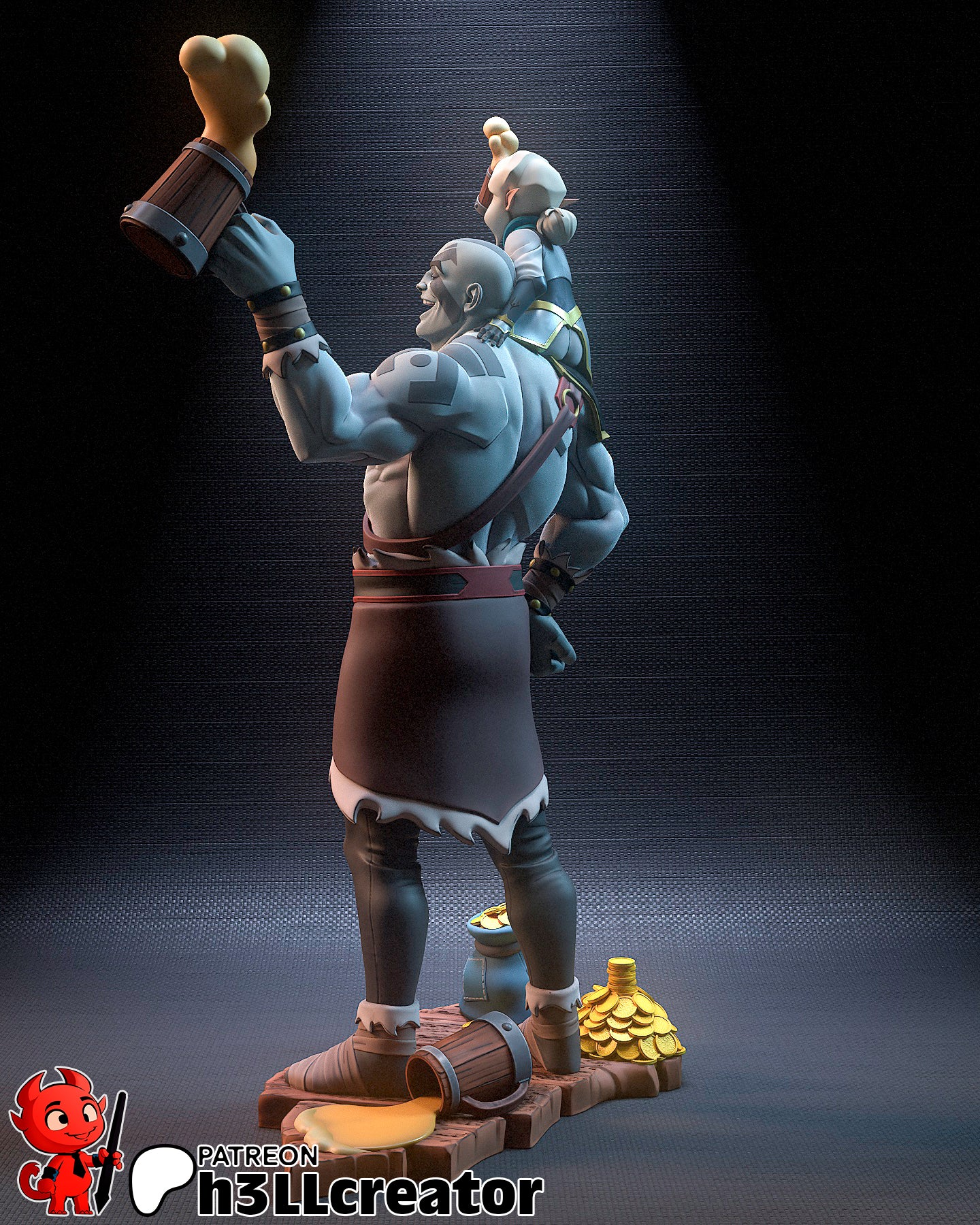 Grog and Pike (Critical Role) resin figure by h3LLcreator — studio render 9
