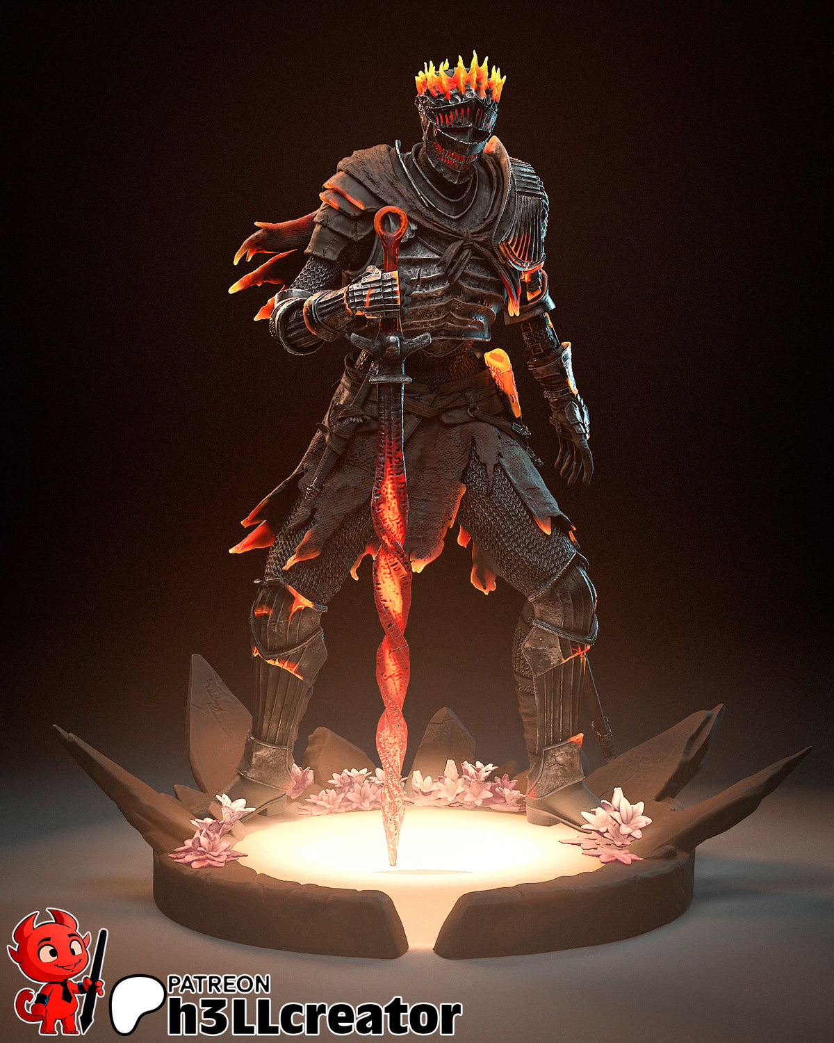 Soul of Cinder (Dark Souls) resin figure by h3LLcreator — studio render 2