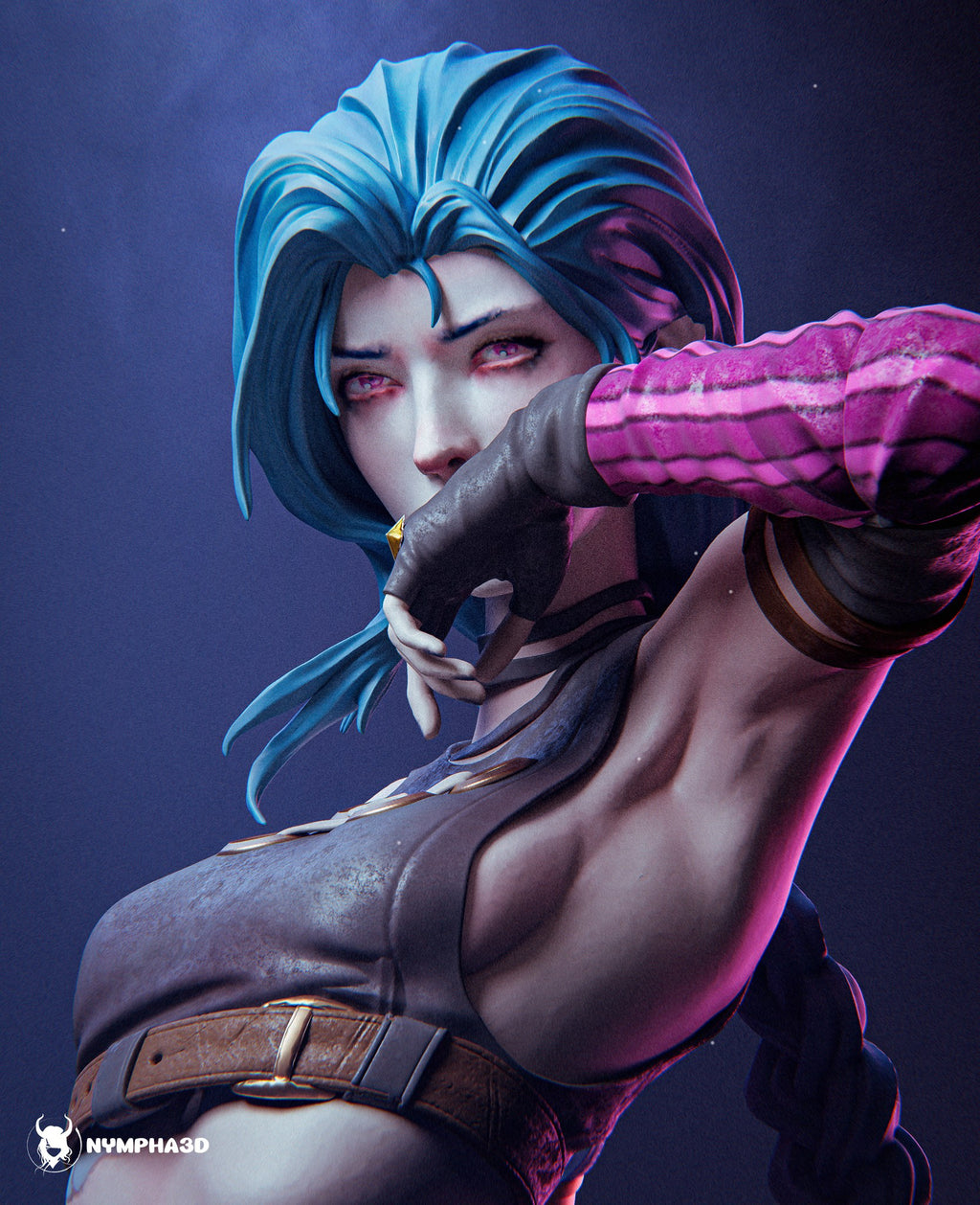 Jinx (Arcane) resin figure by Nympha — studio render 6