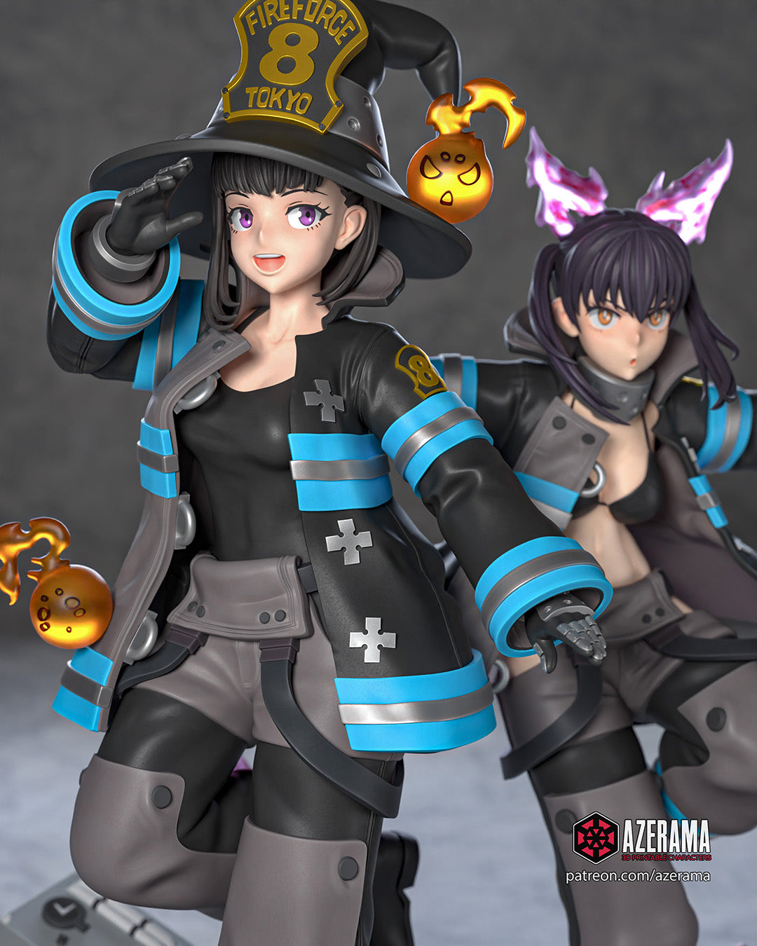 Maki and Tamaki (My Hero Academia) resin figure by Azerama — studio render 2