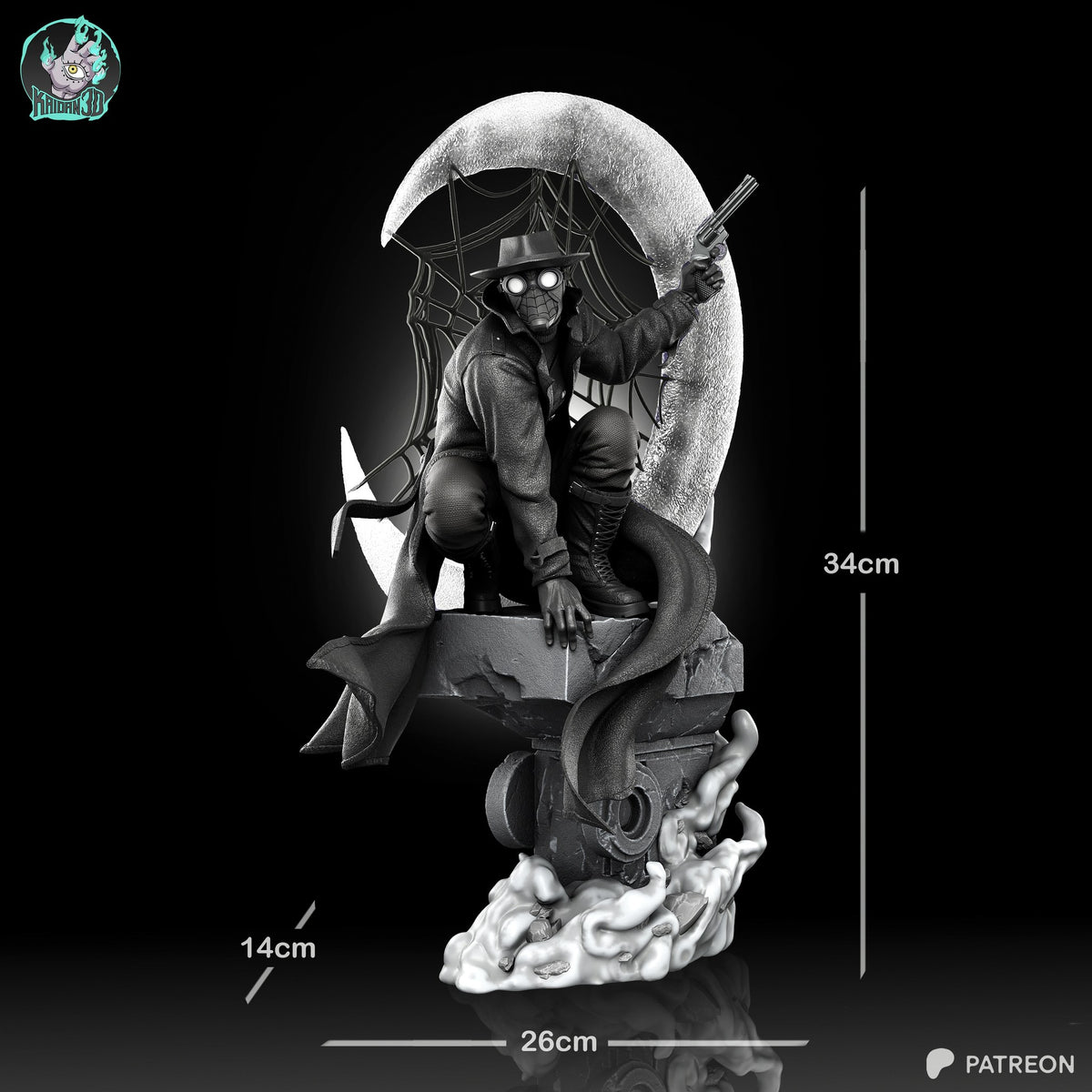 Spider-Man Noir (Marvel) resin figure by Kaidan 3D — studio render 6