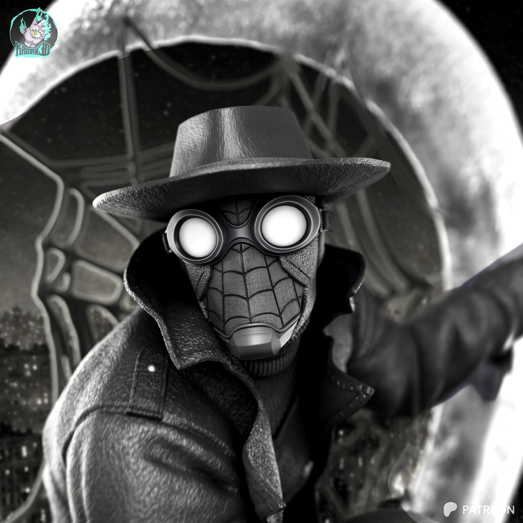Spider-Man Noir (Marvel) resin figure by Kaidan 3D — studio render 4