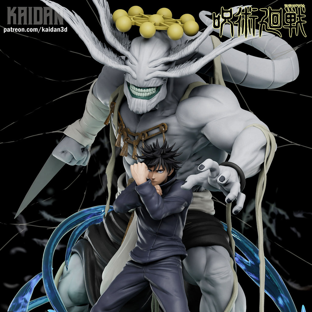 Megumi and Mahoraga (Jujutsu Kaisen) resin figure by Kaidan 3D — studio render 1