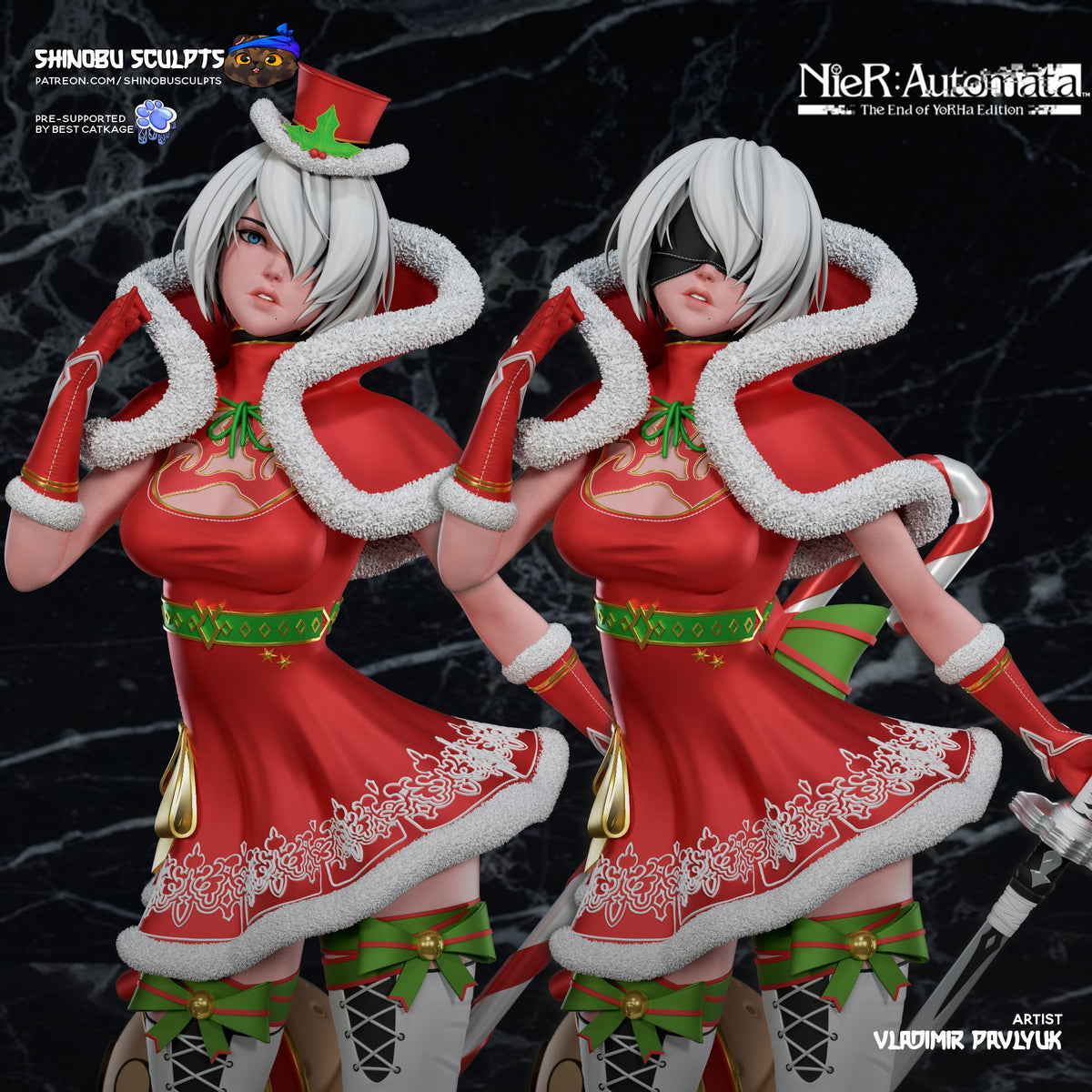 2B (NieR Automata) resin figure by Shinobu Sculpts — studio render 6