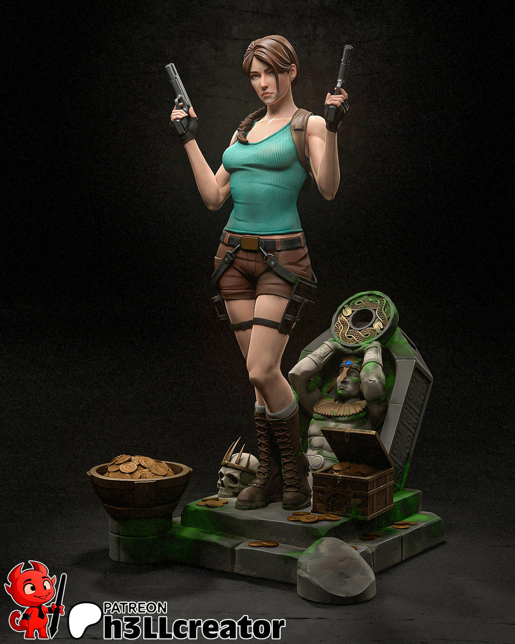 Lara Croft (Tomb Raider) resin figure by h3LLcreator — studio render 2