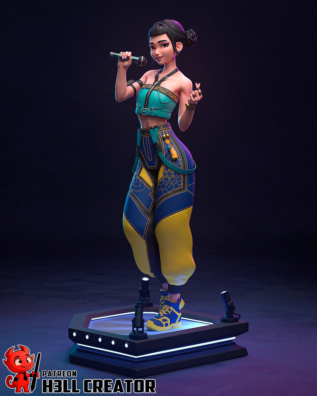 Rumi, Mira and Zoey (KPop Demon Hunters) resin figure by h3LLcreator — studio render 6