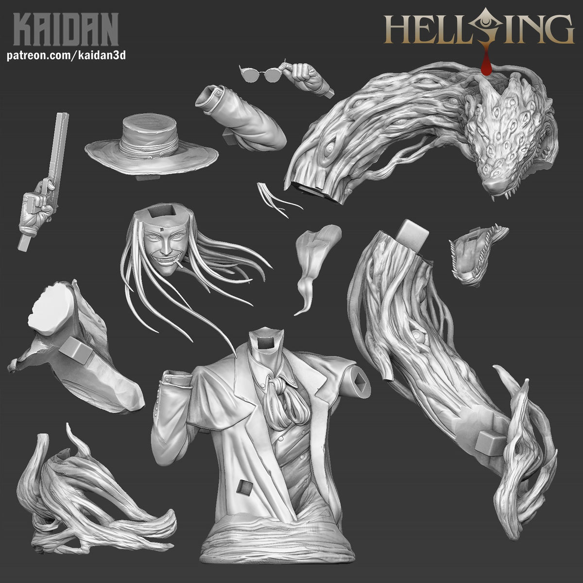 Alucard (Hellsing) resin figure by Kaidan 3D — studio render 3