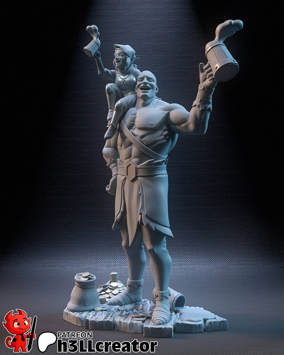 Grog and Pike (Critical Role) resin figure by h3LLcreator — studio render 3