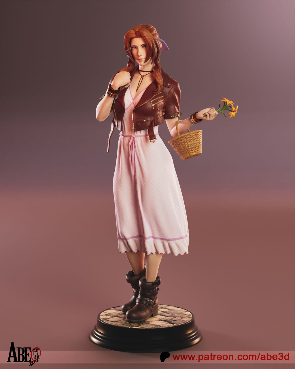 Aerith Gainsborough (Final Fantasy) resin figure by Abe3D — studio render 2
