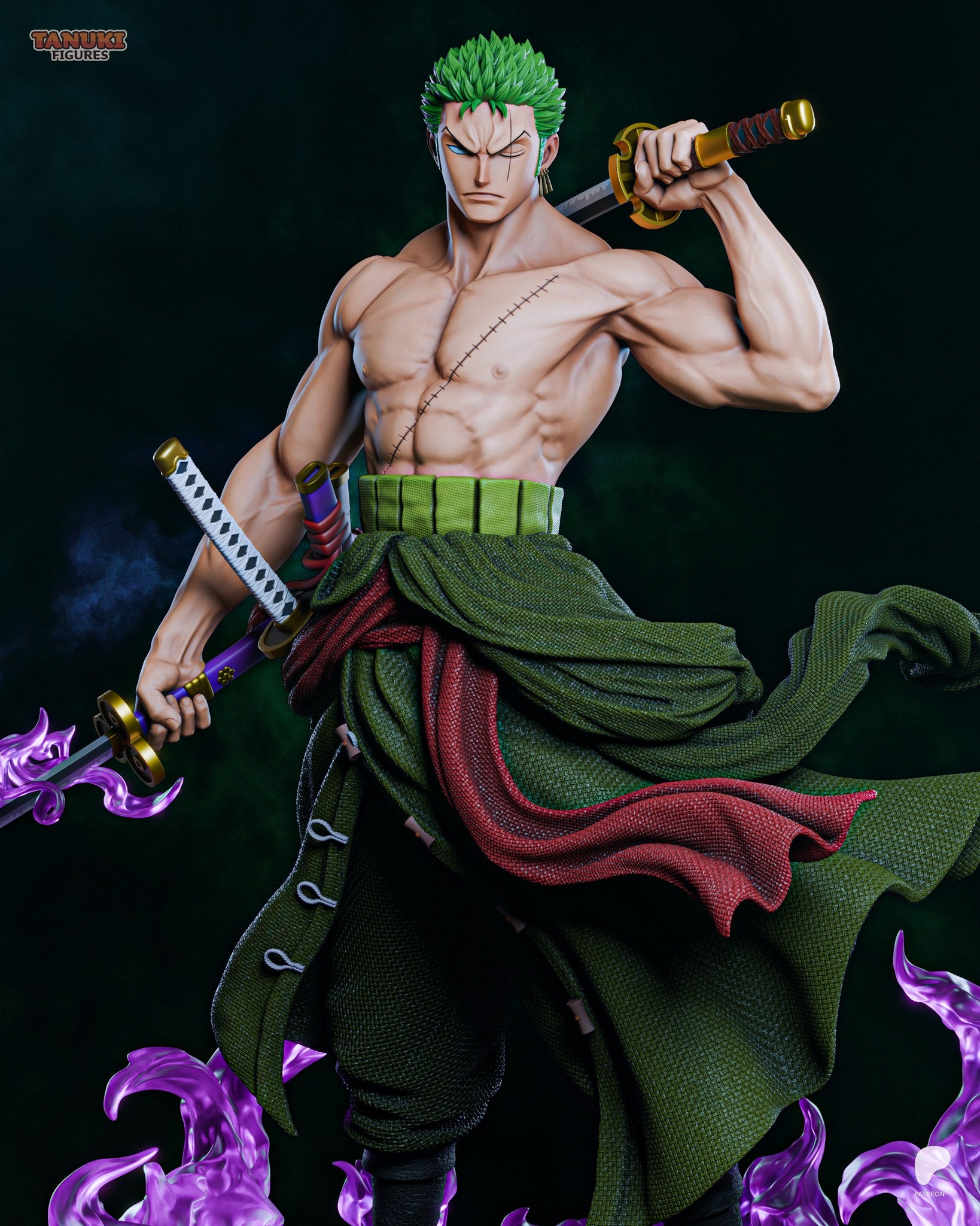 Roronoa Zoro (One Piece) resin figure by Tanuki Figures — studio render 7