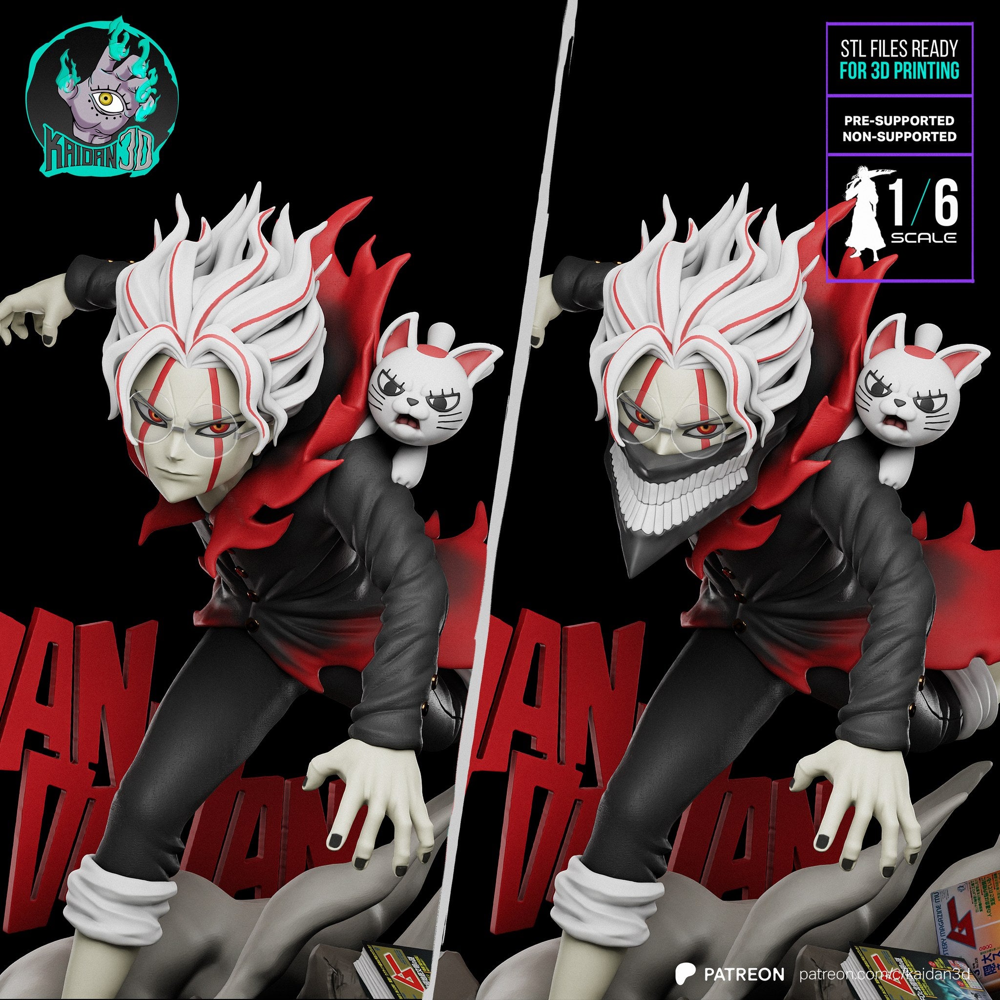 Okarun (Dandadan) resin figure by Kaidan 3D — studio render 3
