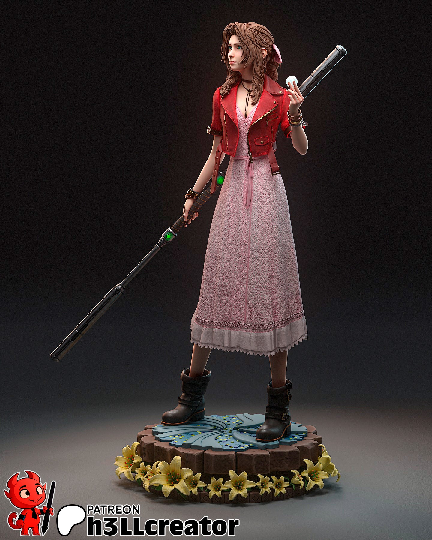 Aerith Gainsborough (Final Fantasy) resin figure by h3LLcreator — studio render 5