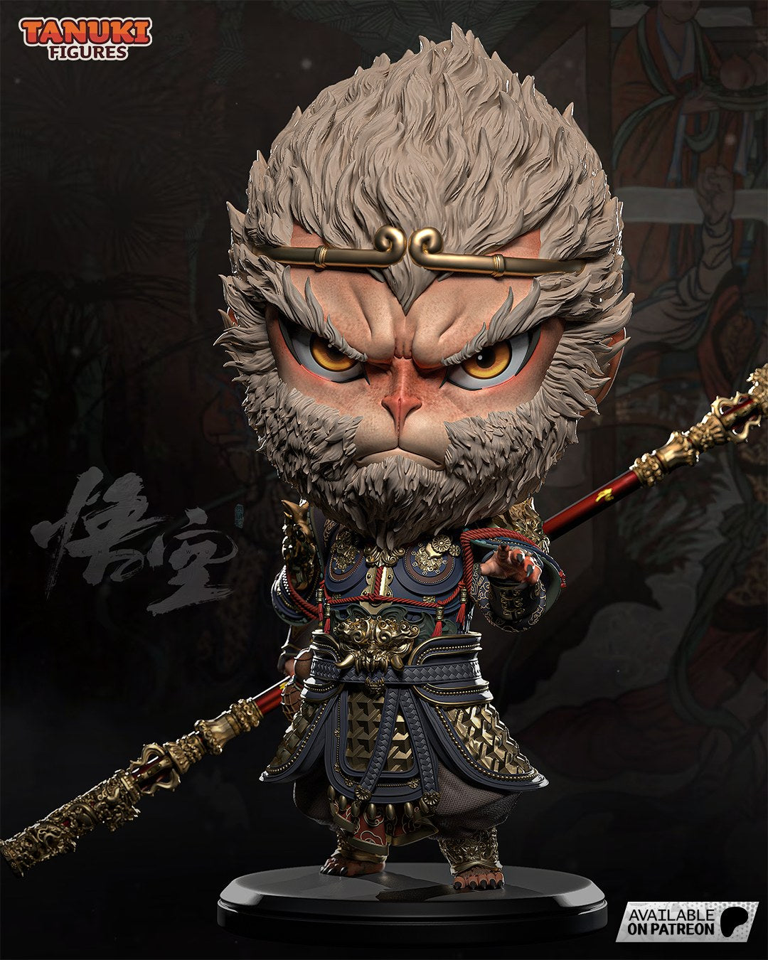 Sun Wukong (Black Myth Wukong) resin figure by Tanuki Figures — studio render 1