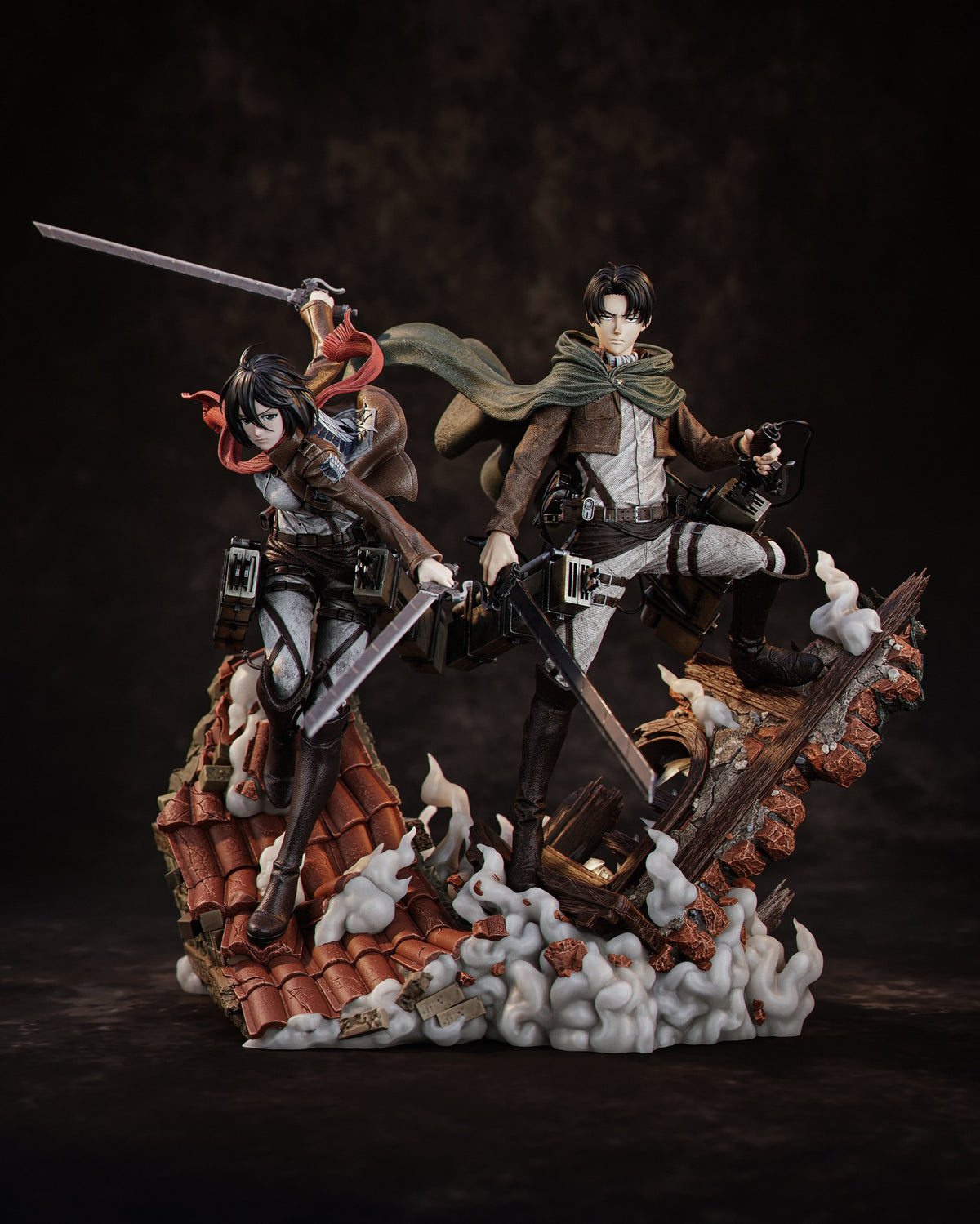 Mikasa Ackerman and Levi Ackerman Attack on Titan Diorama resin figure by CA 3D Studios — studio preview 1