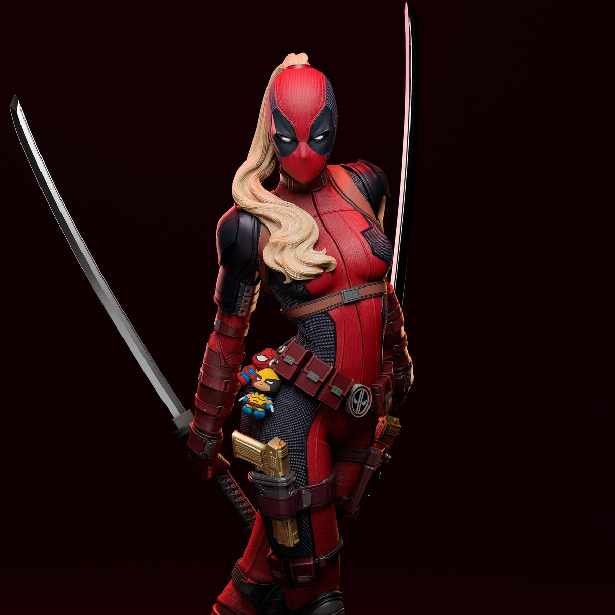 Lady Deadpool (Marvel) resin figure by Abe3D — studio render 10