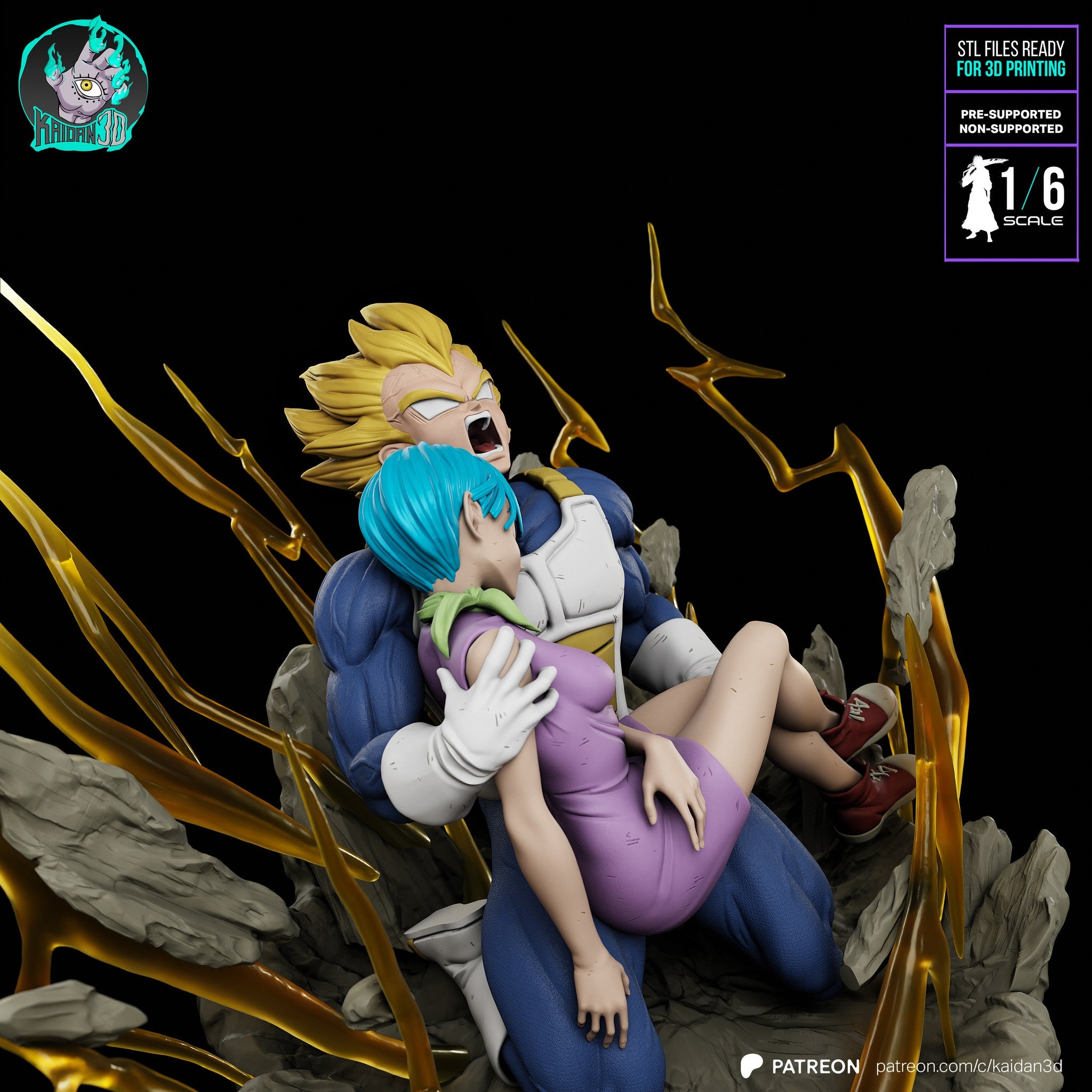 Vegeta and Bulma (Dragon Ball) resin figure by Kaidan 3D — studio render 3