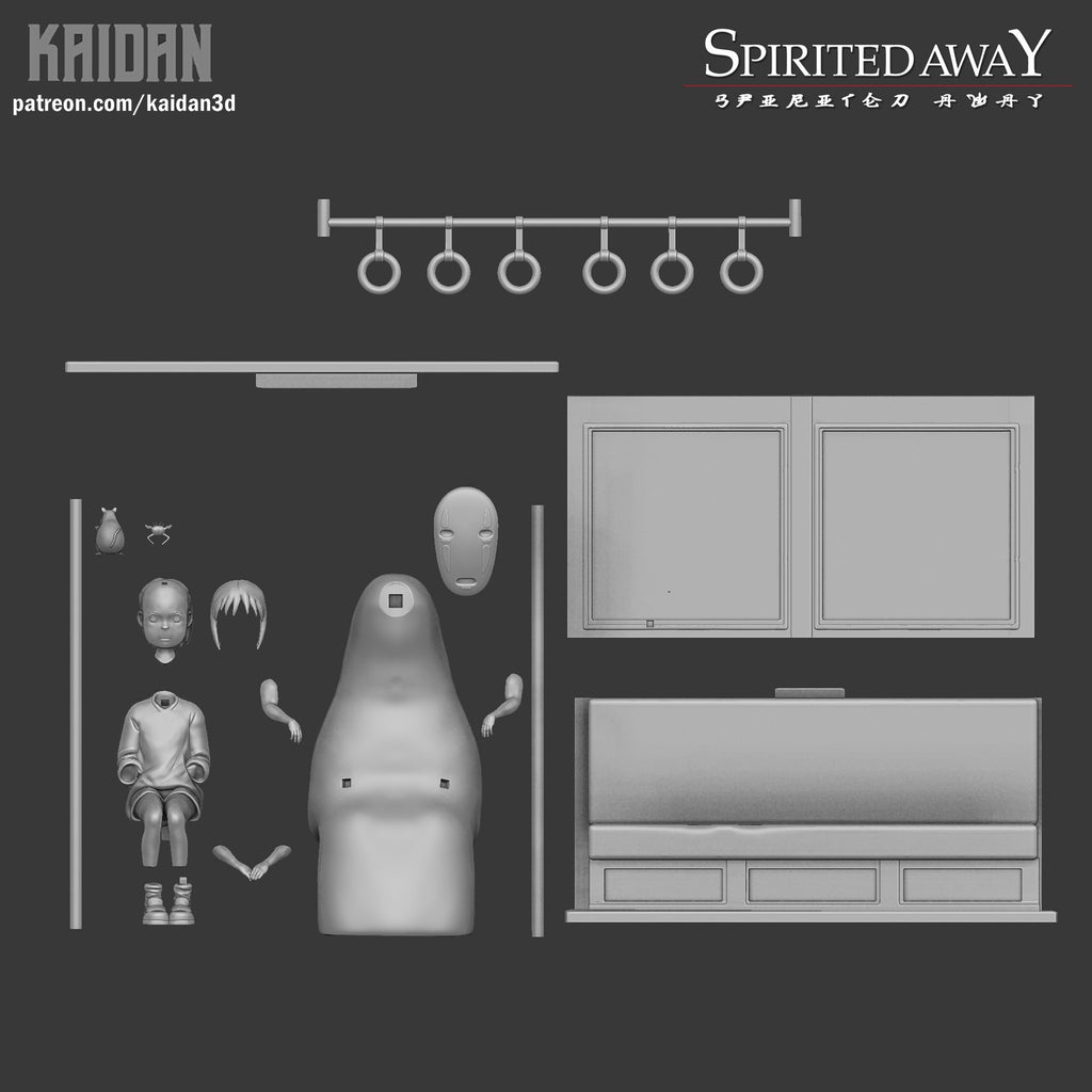 Chihiro and Kaonashi (Spirited Away) resin figure by Kaidan 3D — studio render 3