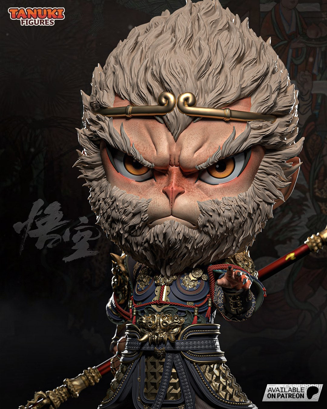 Sun Wukong (Black Myth Wukong) resin figure by Tanuki Figures — studio render 2