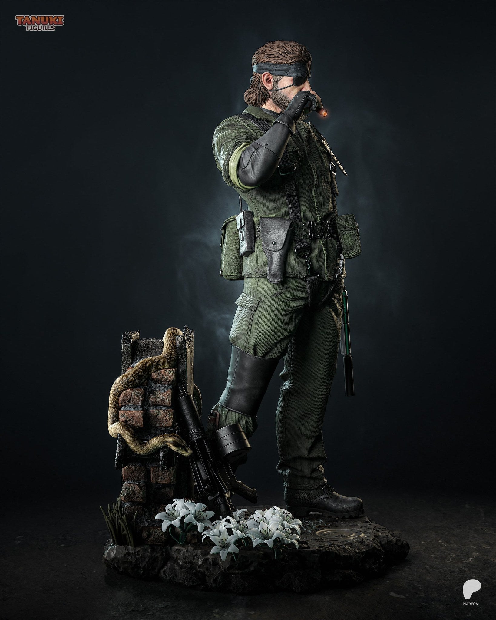 Big Boss (Metal Gear Solid) resin figure by Tanuki Figures — studio render 2