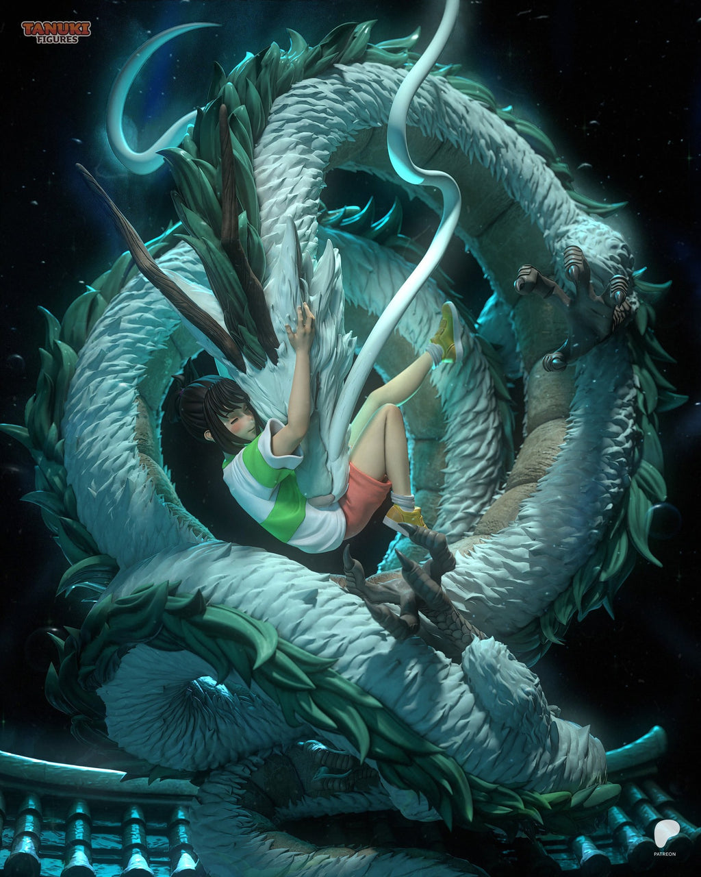 Chihiro and Haku (Spirited Away) resin figure by Tanuki Figures — studio render 4