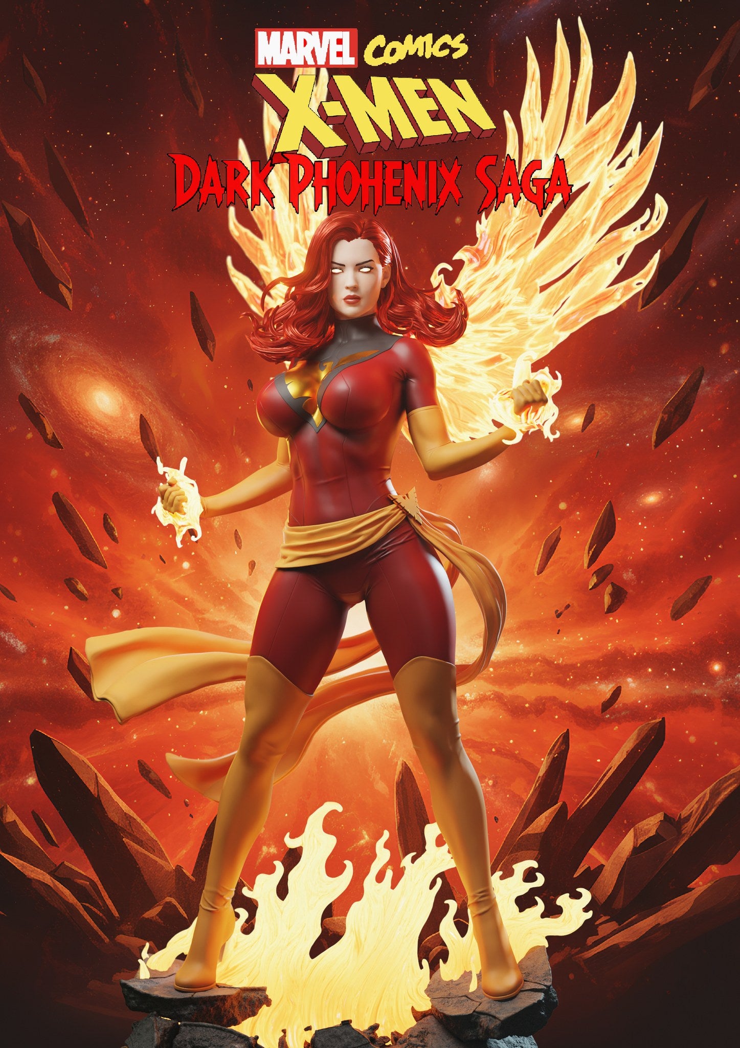 Jean Grey (Marvel) resin figure by Abe3D — studio render 14