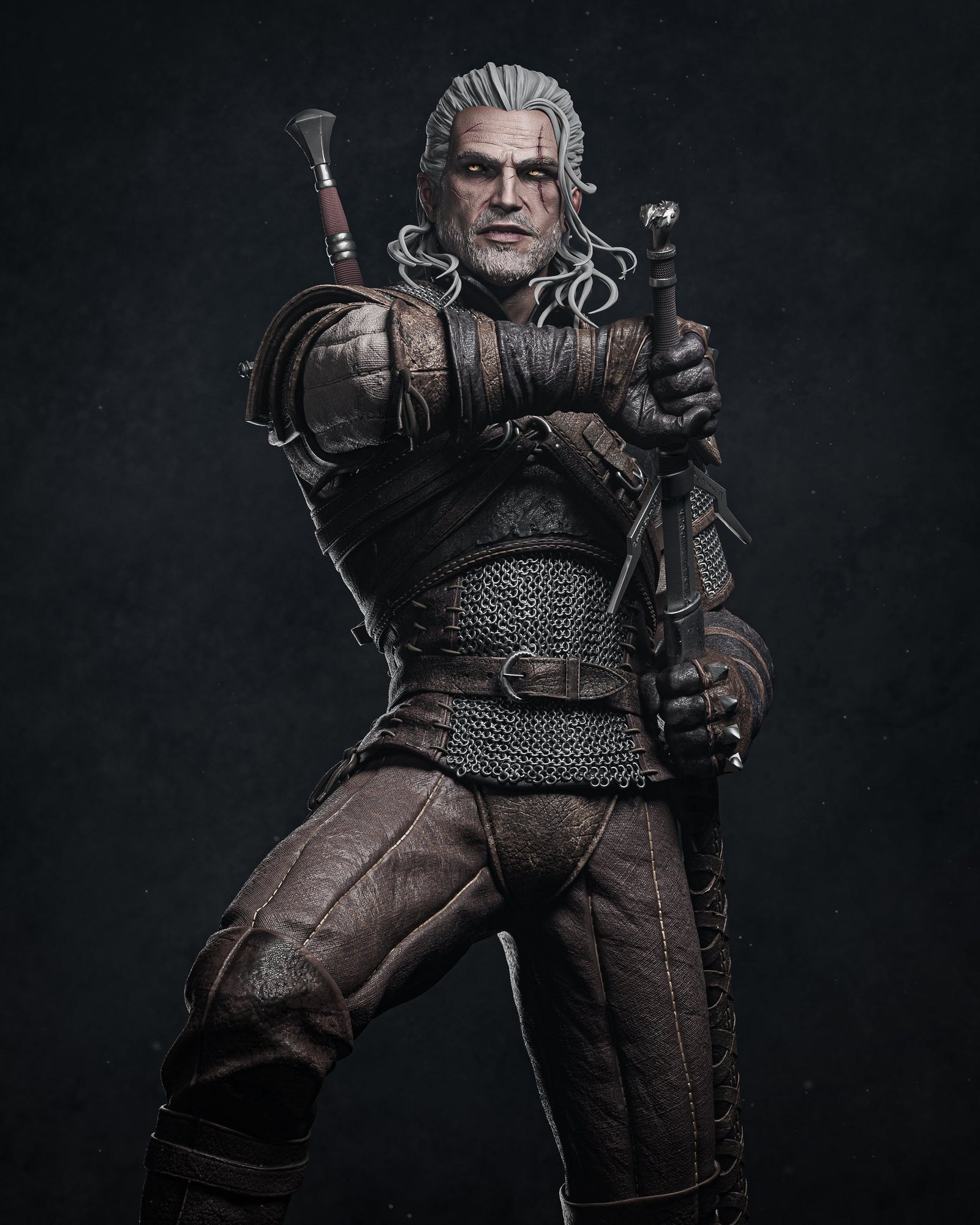 Geralt of Rivia The Witcher resin figure by CA 3D Studios — studio preview 2