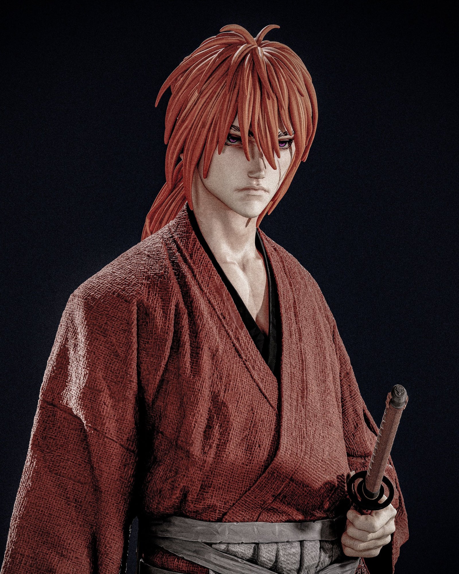 Kenshin Himura Rurouni Kenshin resin figure by CA 3D Studios — studio preview 1
