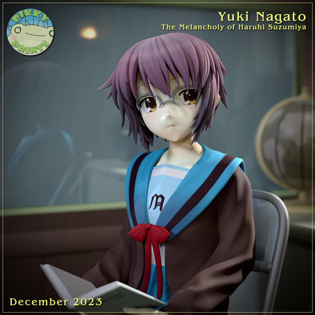 Yuki Nagato (The Melancholy of Haruhi Suzumiya) resin figure by PikkyPrints — studio render 2