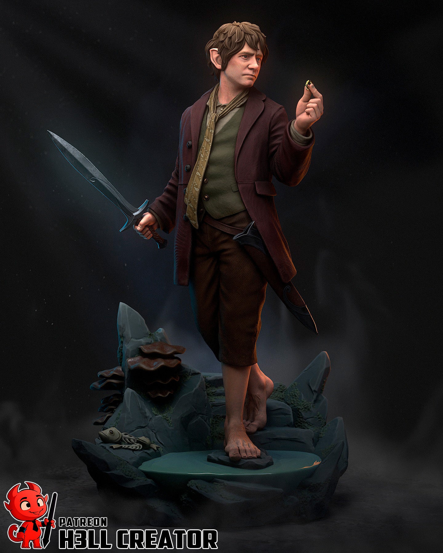 Bilbo Baggins (The Lord of the Rings) resin figure by h3LLcreator — studio render 2
