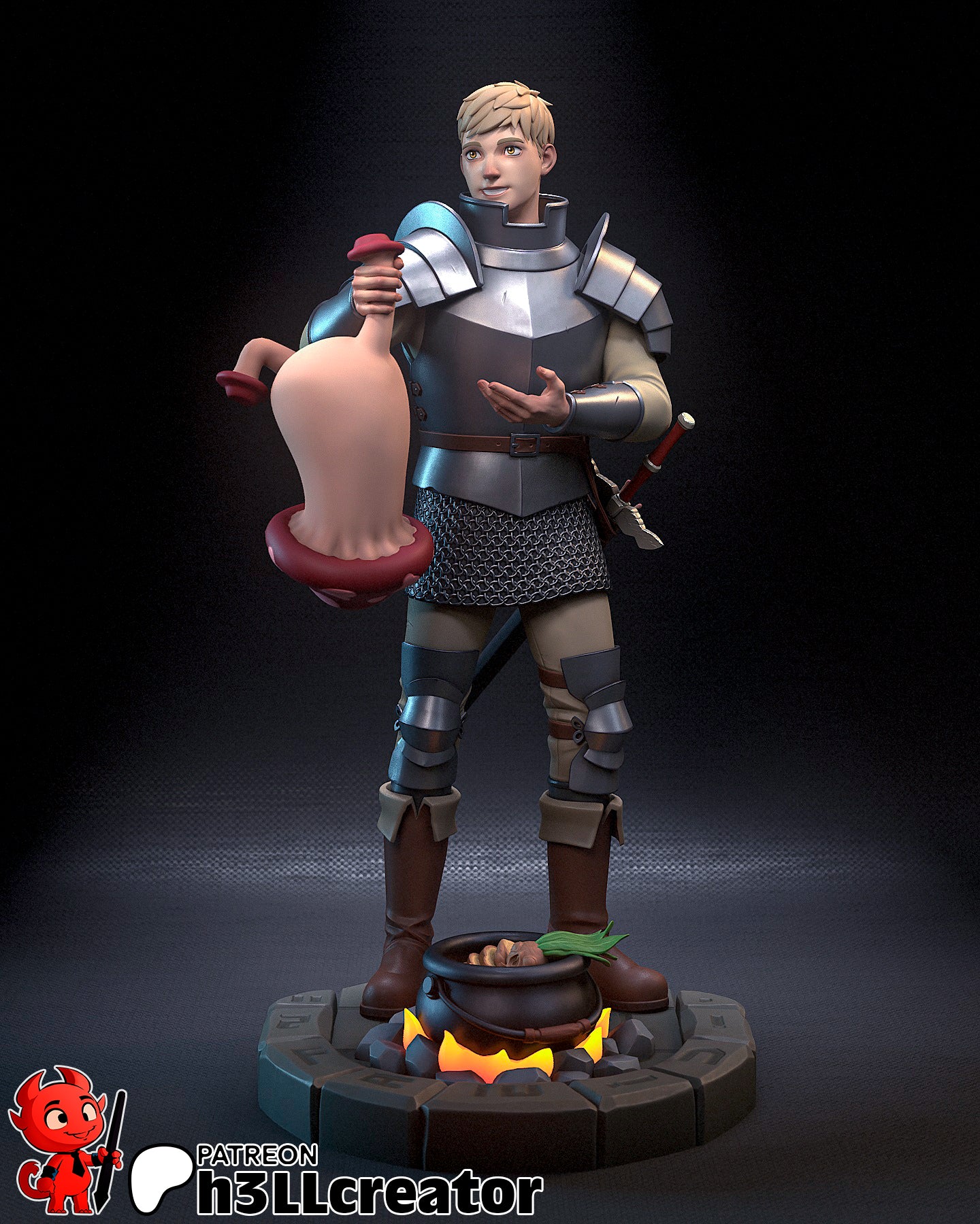 Laios Touden (Delicious in Dungeon) resin figure by h3LLcreator — studio render 2