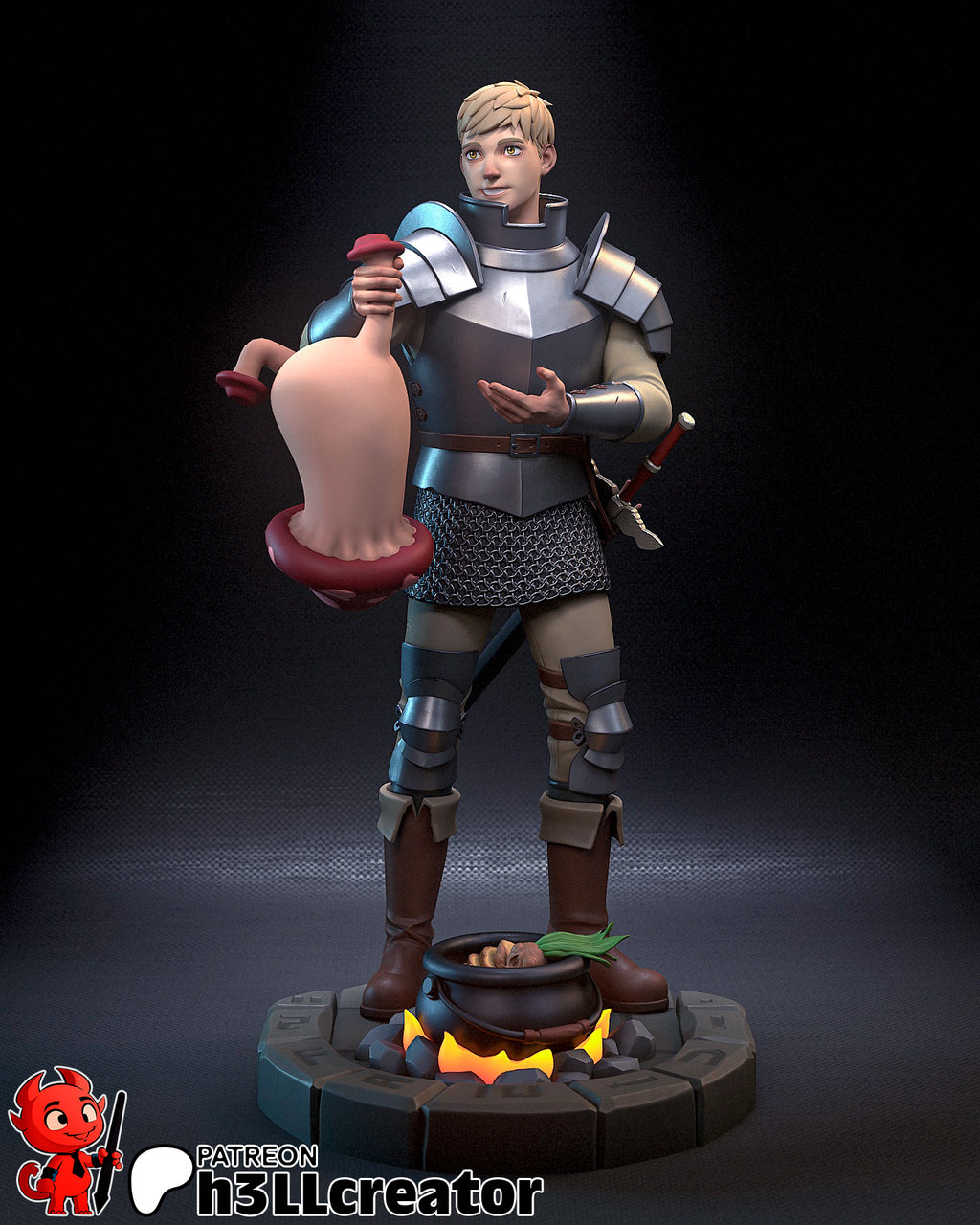 Laios Touden (Delicious in Dungeon) resin figure by h3LLcreator — studio render 2