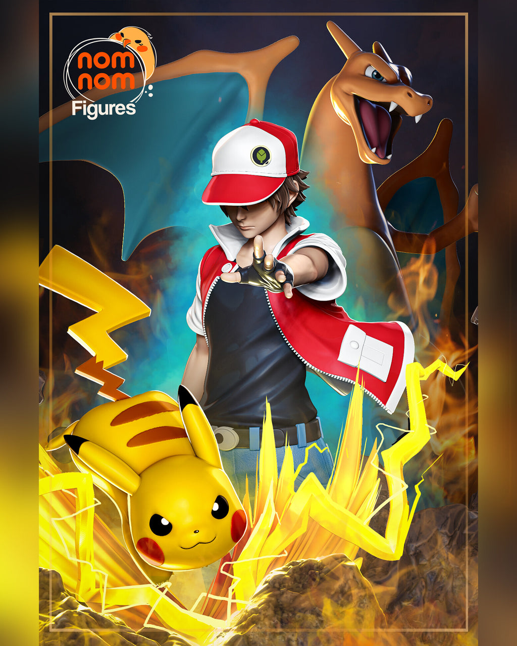 Red Pokemon resin figure by NomNom Figures — studio preview 1