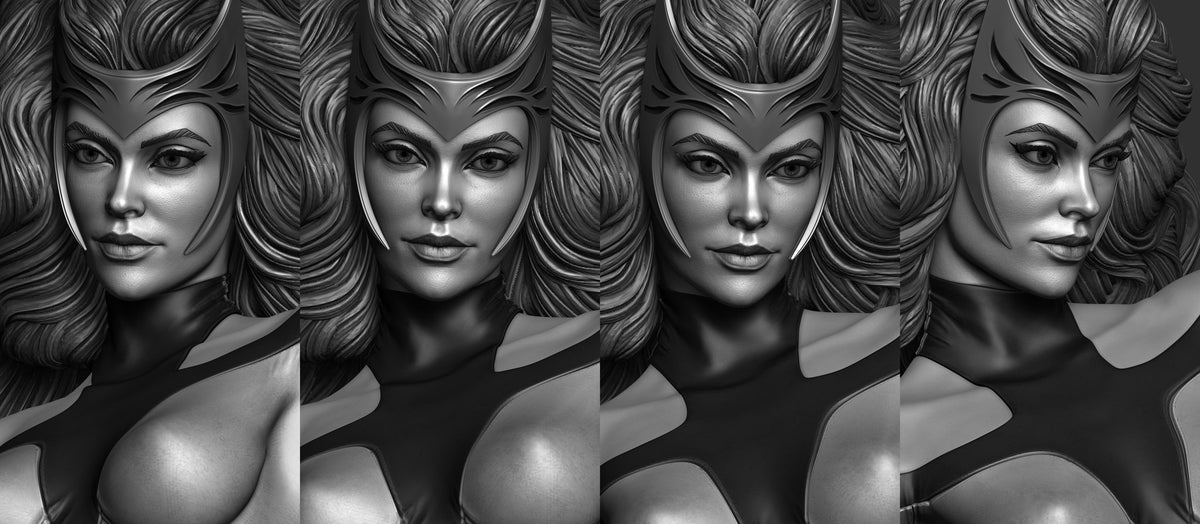 Scarlet Witch (Marvel) resin figure by Abe3D — studio render 19