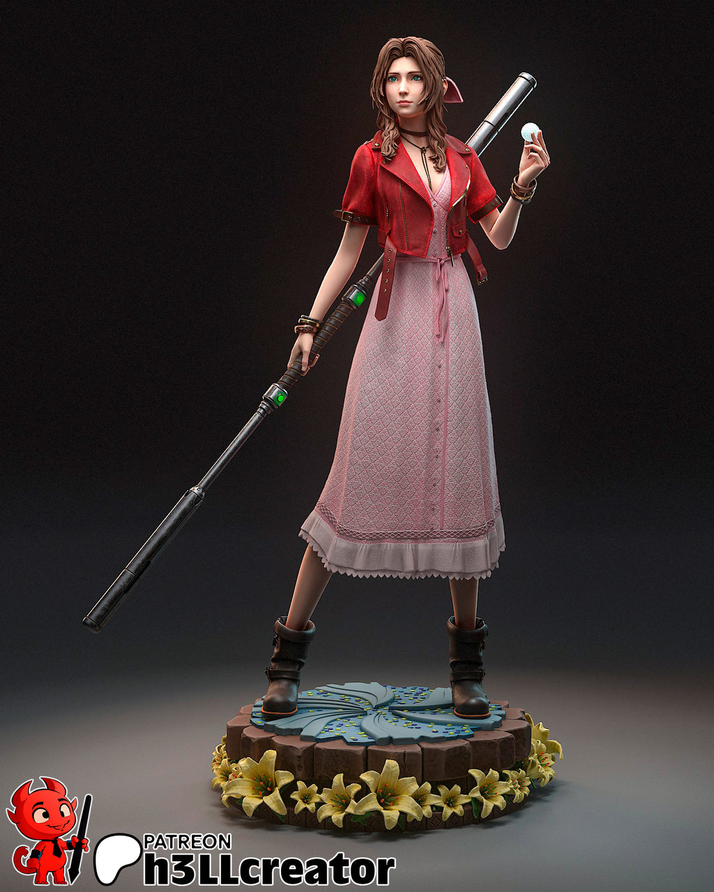 Aerith Gainsborough (Final Fantasy) resin figure by h3LLcreator — studio render 3