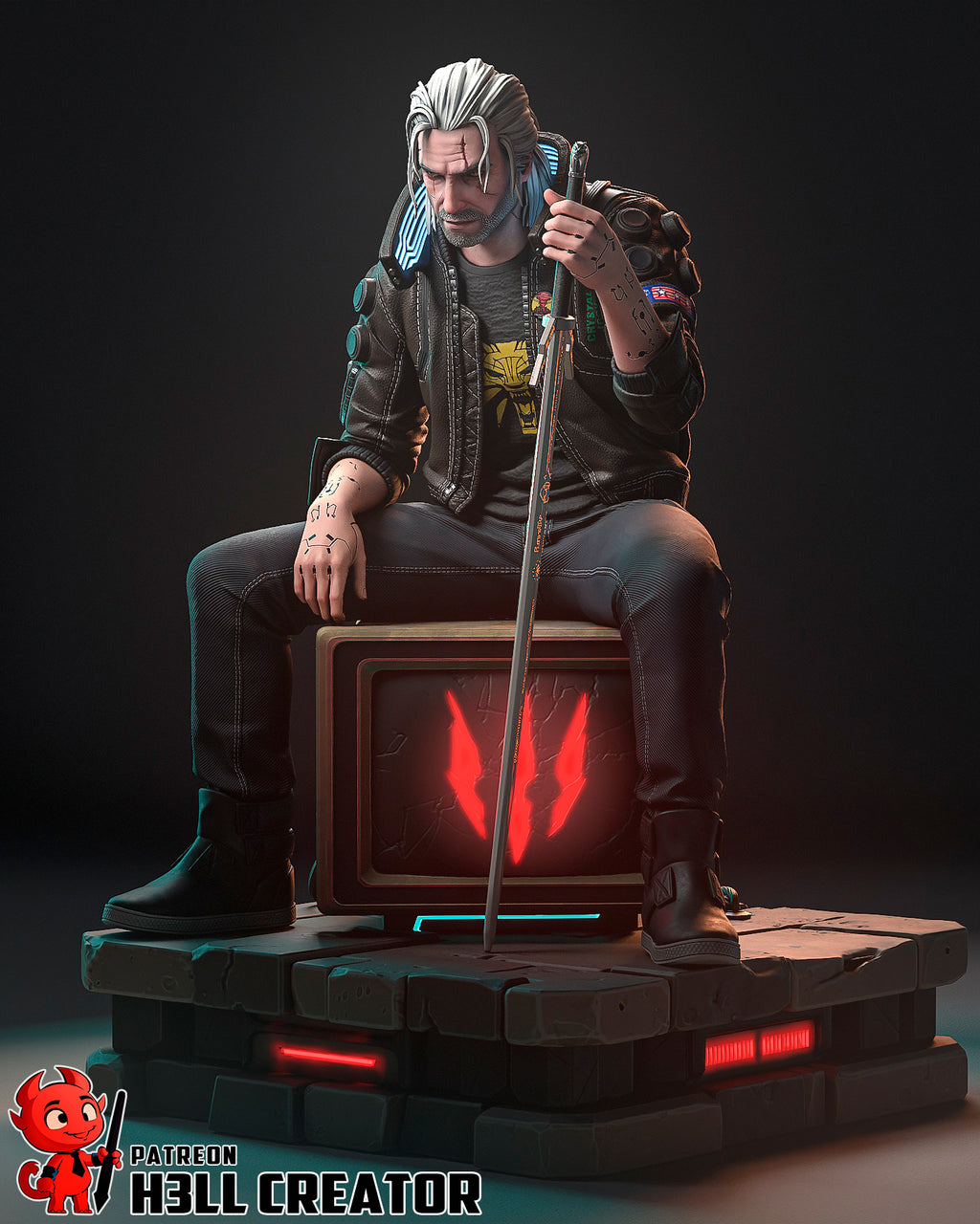Geralt of Rivia (The Witcher) resin figure by h3LLcreator — studio render 5