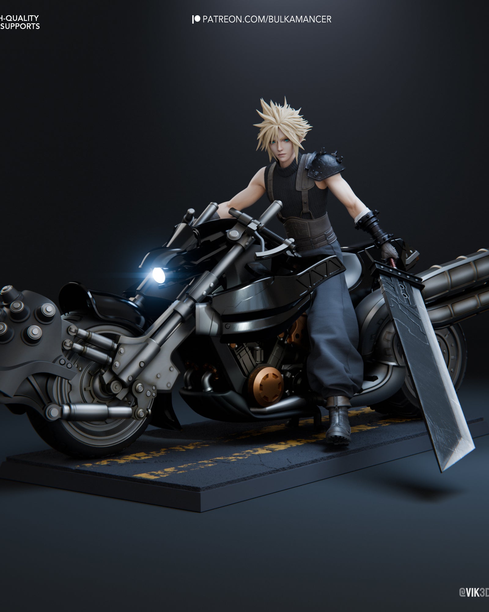 Cloud Strife (Final Fantasy) resin figure by Bulkamancer — studio render 2