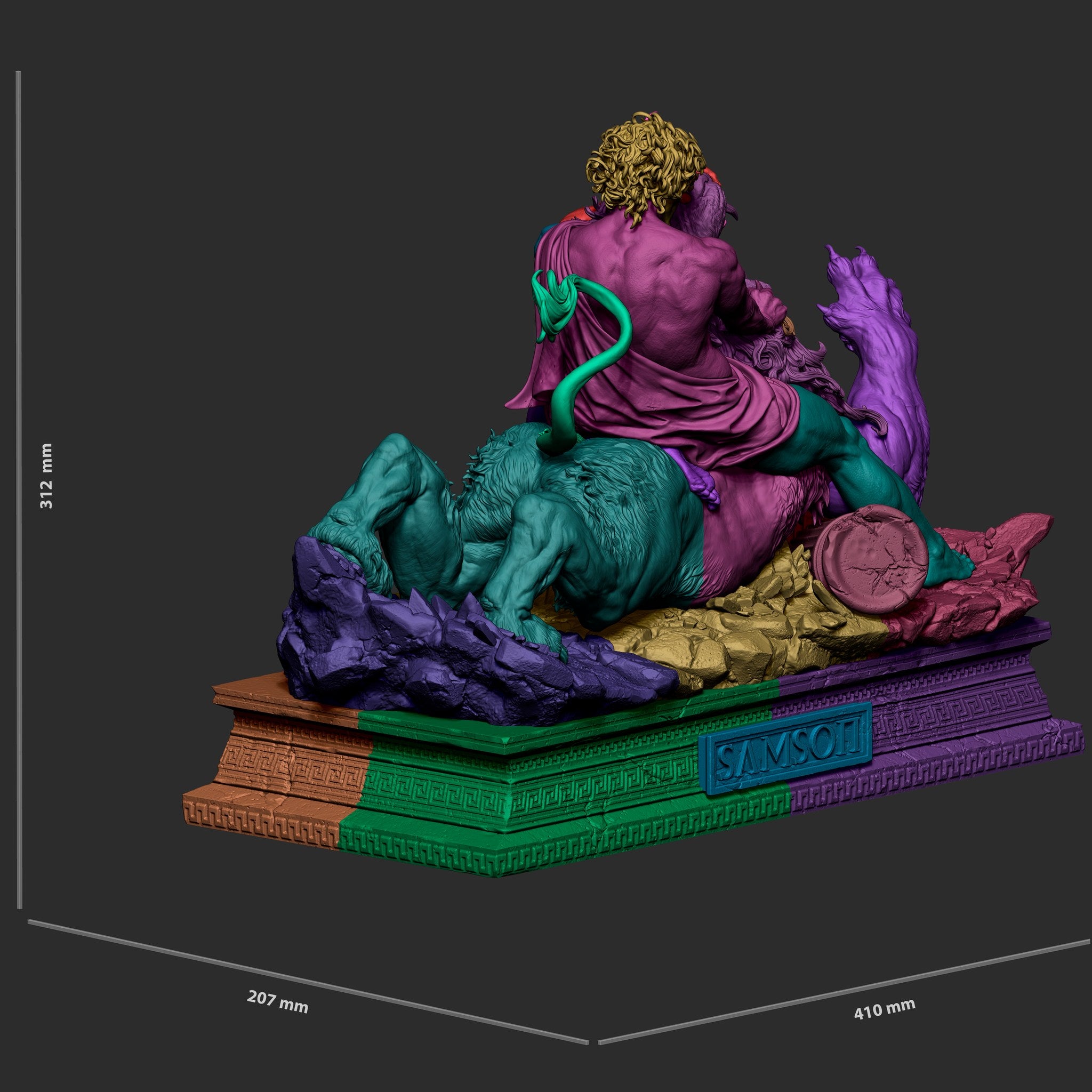 Samson and the lion (Biblical mythology) resin figure by CA 3D Studios — studio render 7