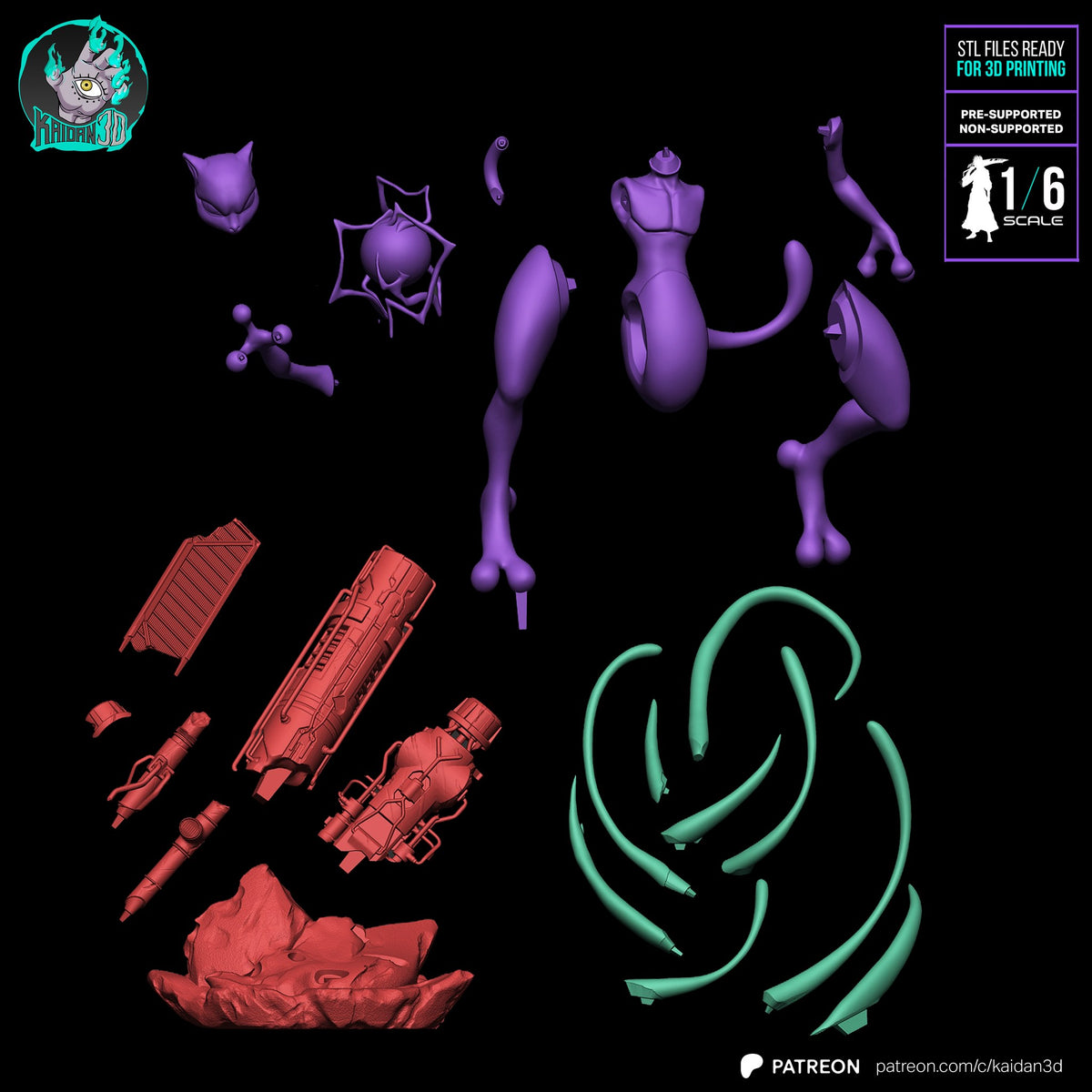 Mewtwo (Pokemon) resin figure by Kaidan 3D — studio render 7