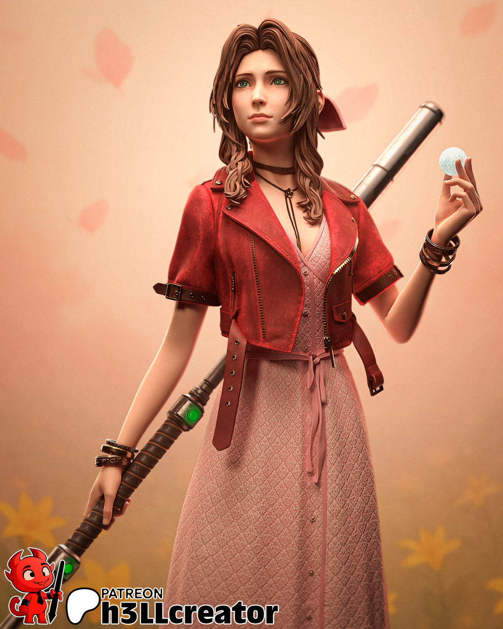 Aerith Gainsborough (Final Fantasy) resin figure by h3LLcreator — studio render 1