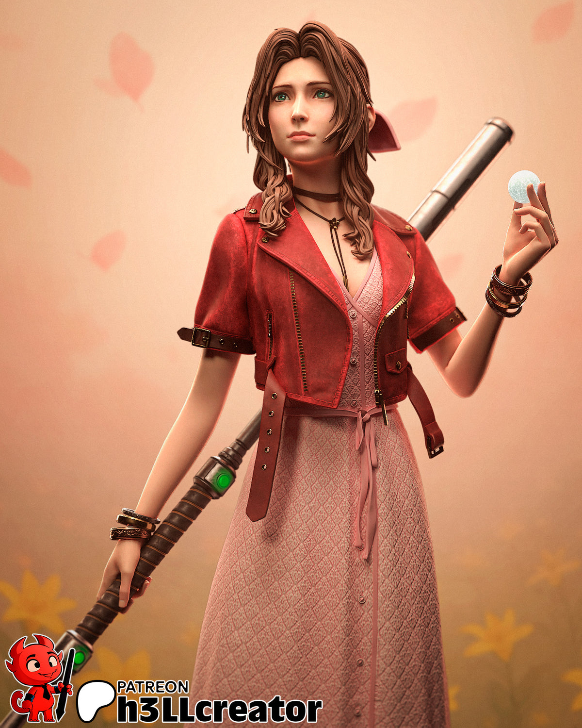 Aerith Gainsborough (Final Fantasy) resin figure by h3LLcreator — studio render 1