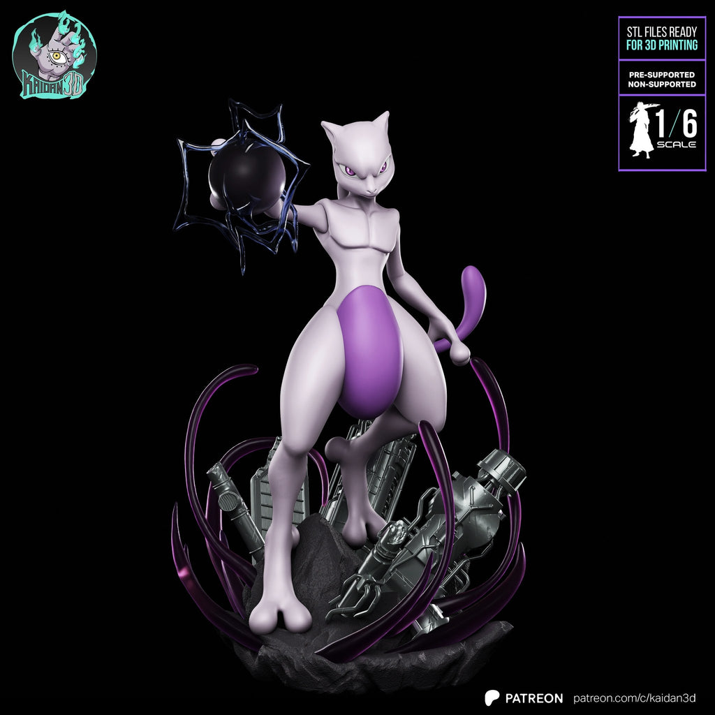 Mewtwo (Pokemon) resin figure by Kaidan 3D — studio render 2