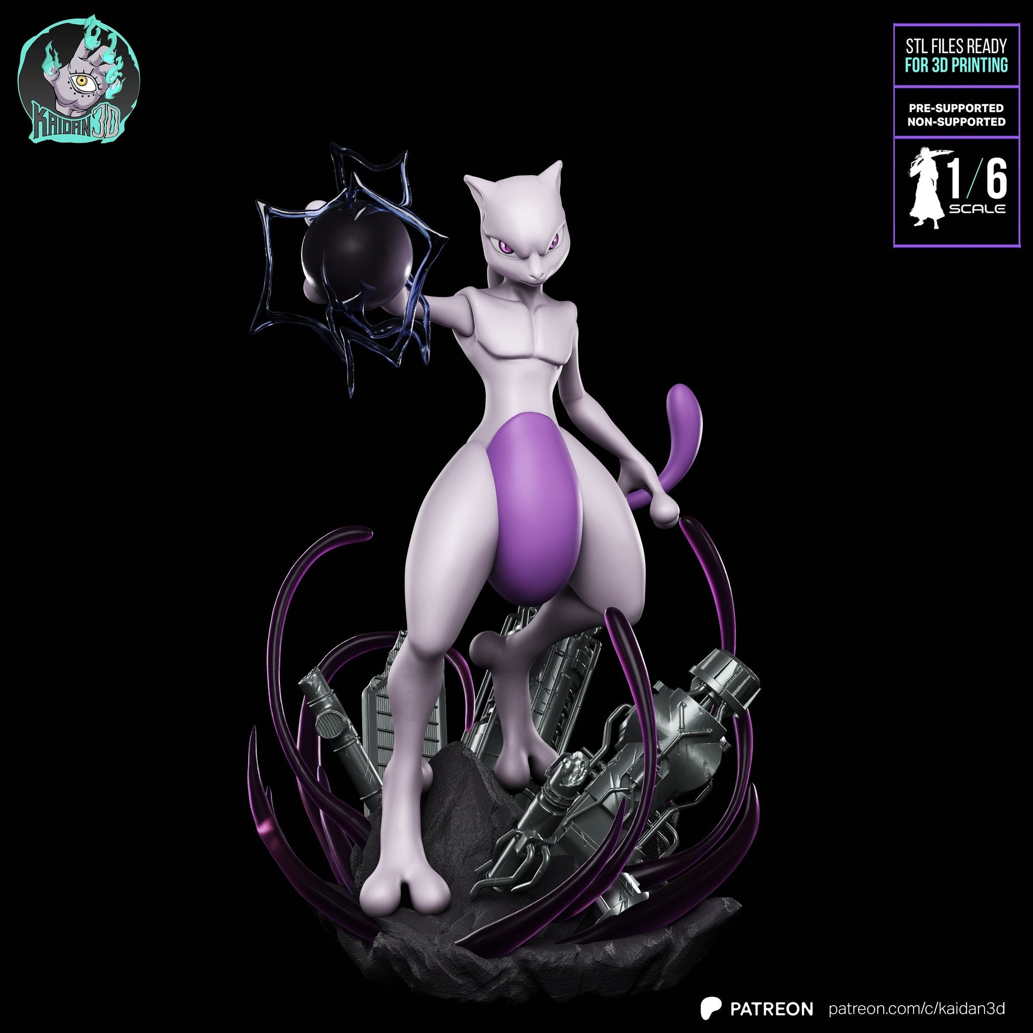 Mewtwo (Pokemon) resin figure by Kaidan 3D — studio render 2