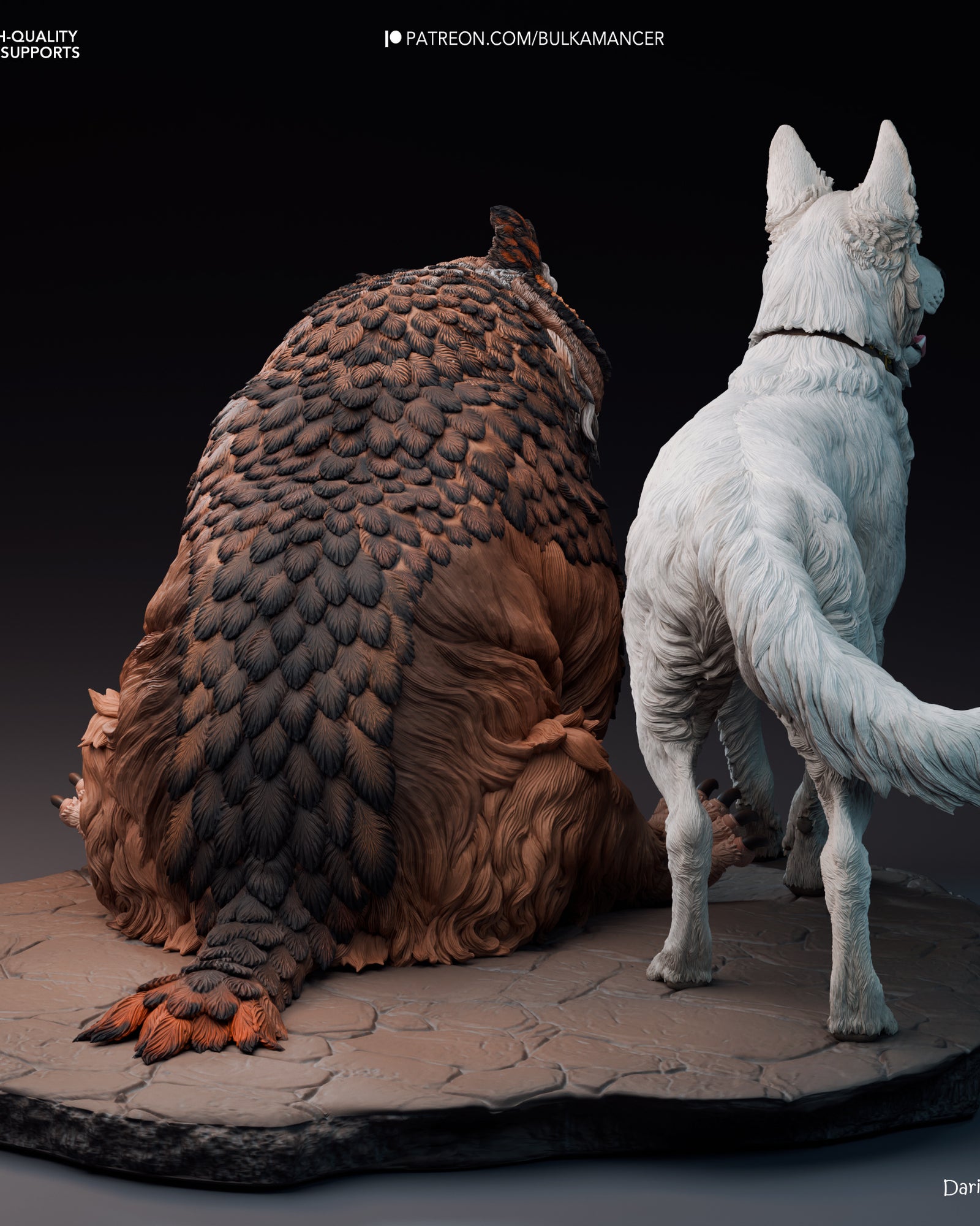 Scratch and Owlbear Cub (Baldur's Gate) resin figure by Bulkamancer — studio render 3